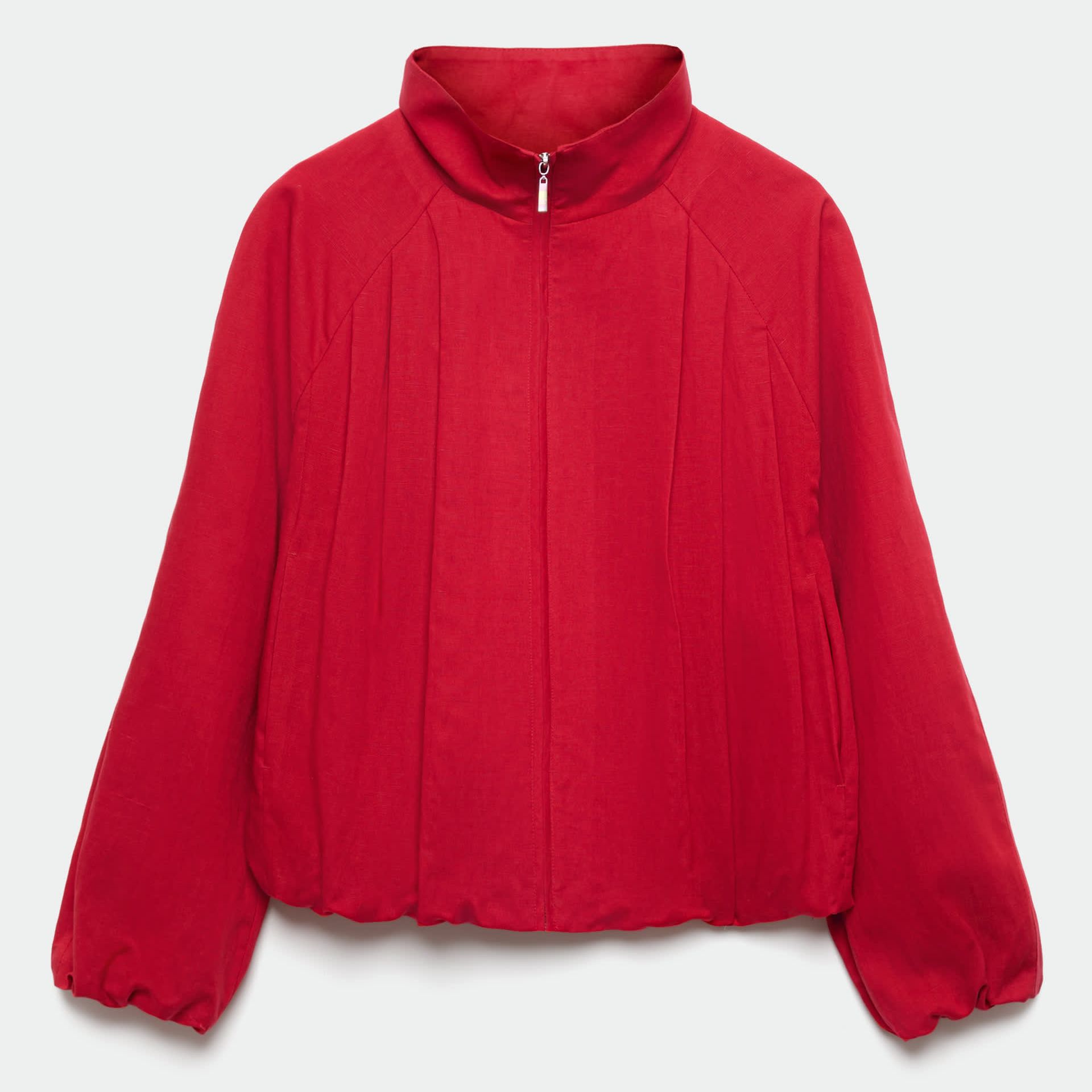 Lyocell Rich Pleated Funnel Neck Jacket