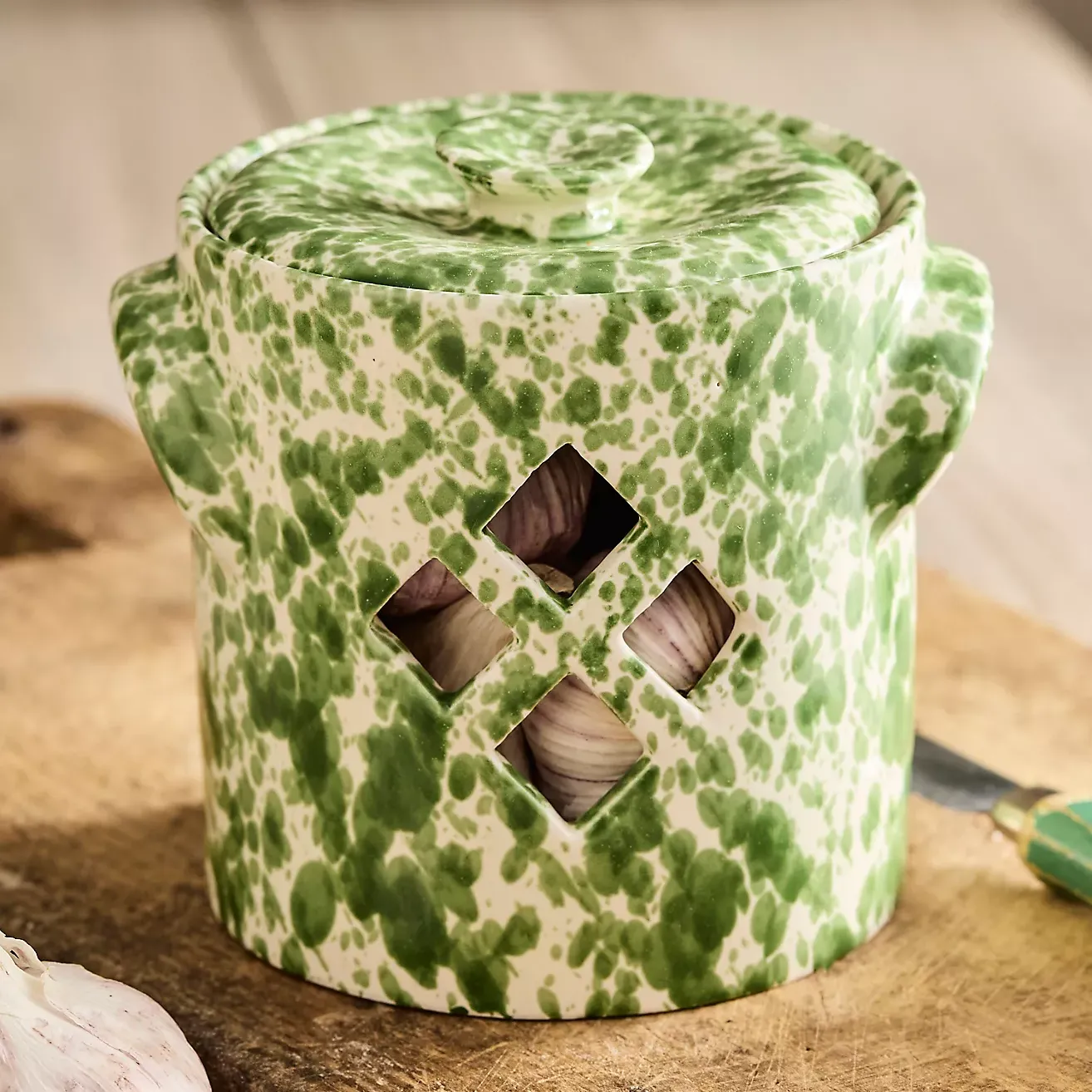 Speckled Ceramic Garlic Pot