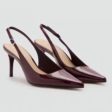 Mango, Burgundy Slingback Court Shoes
