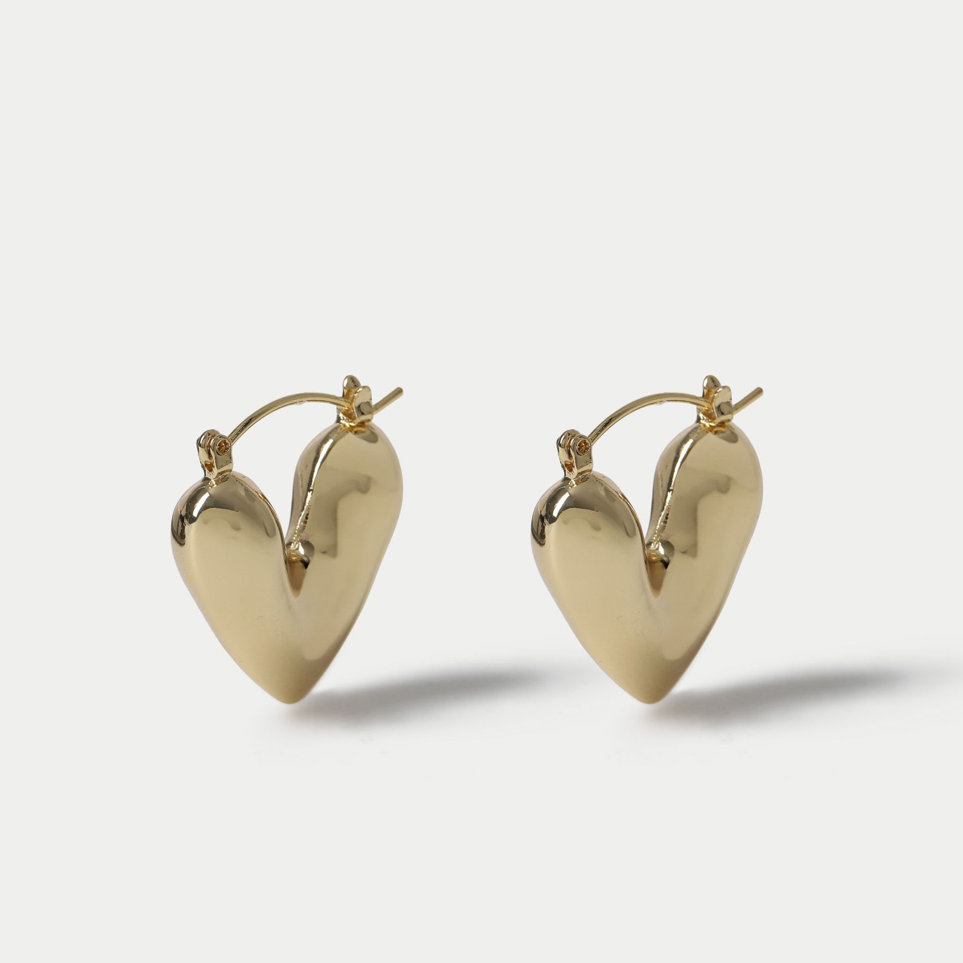 14ct Gold Plated Heart Hoop Earrings
