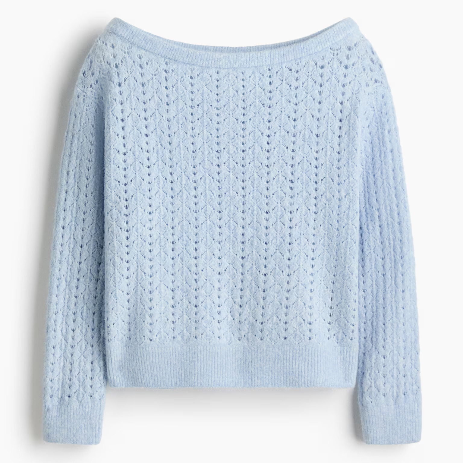 H&amp;amp;M, Pointelle-Knit Off-The-Shoulder Jumper