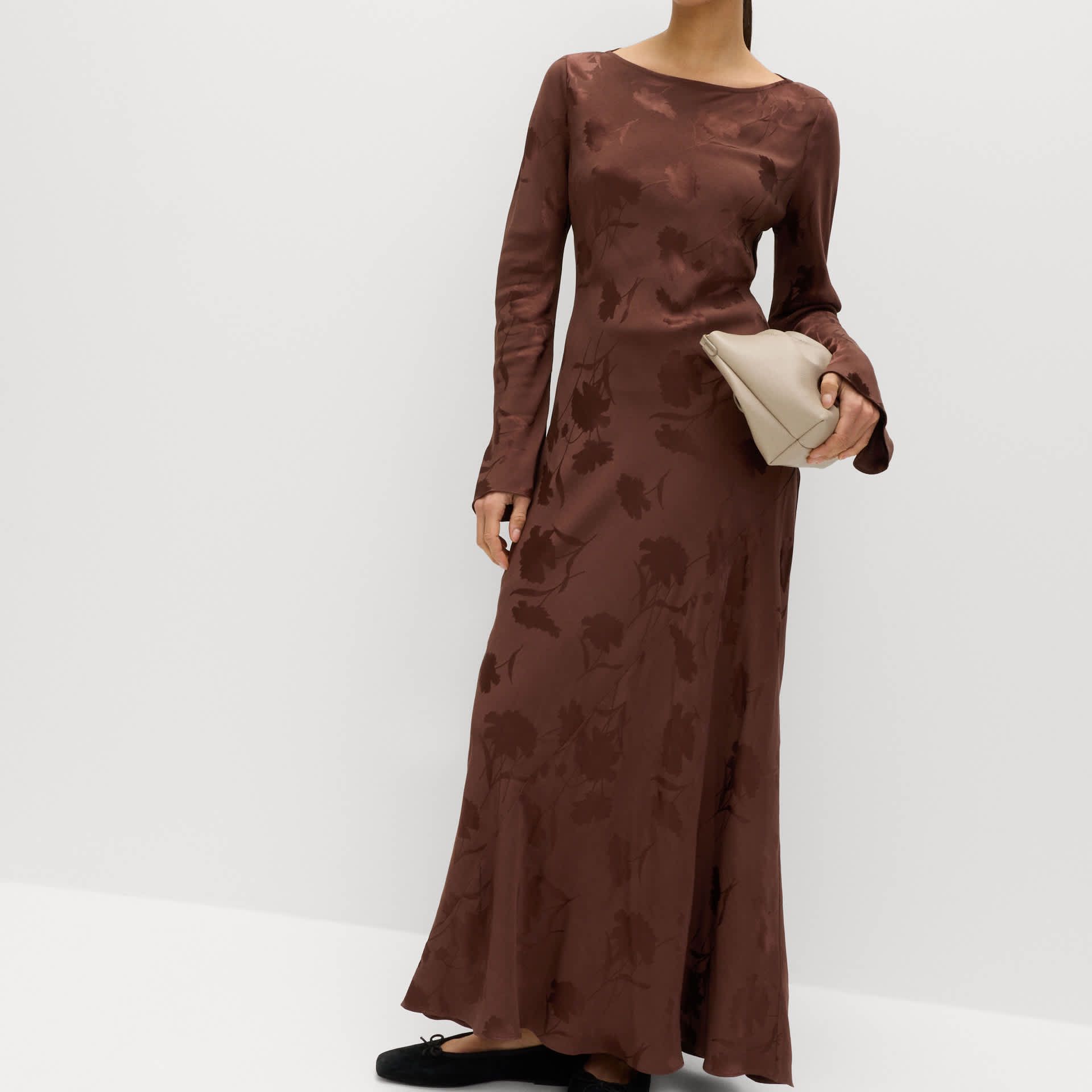 Jacquard Round Neck Midaxi Dress