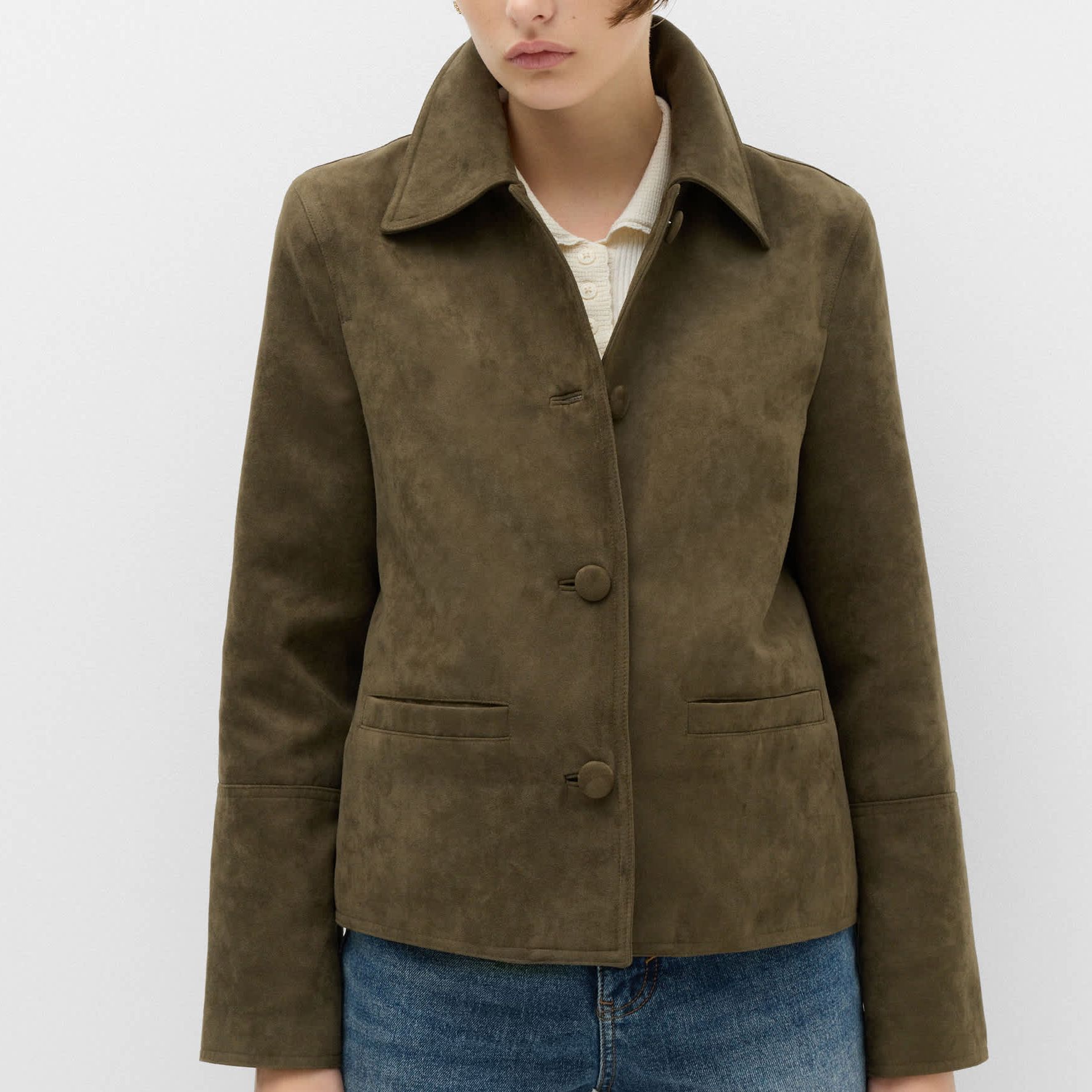 Suedette Button Through Short Jacket