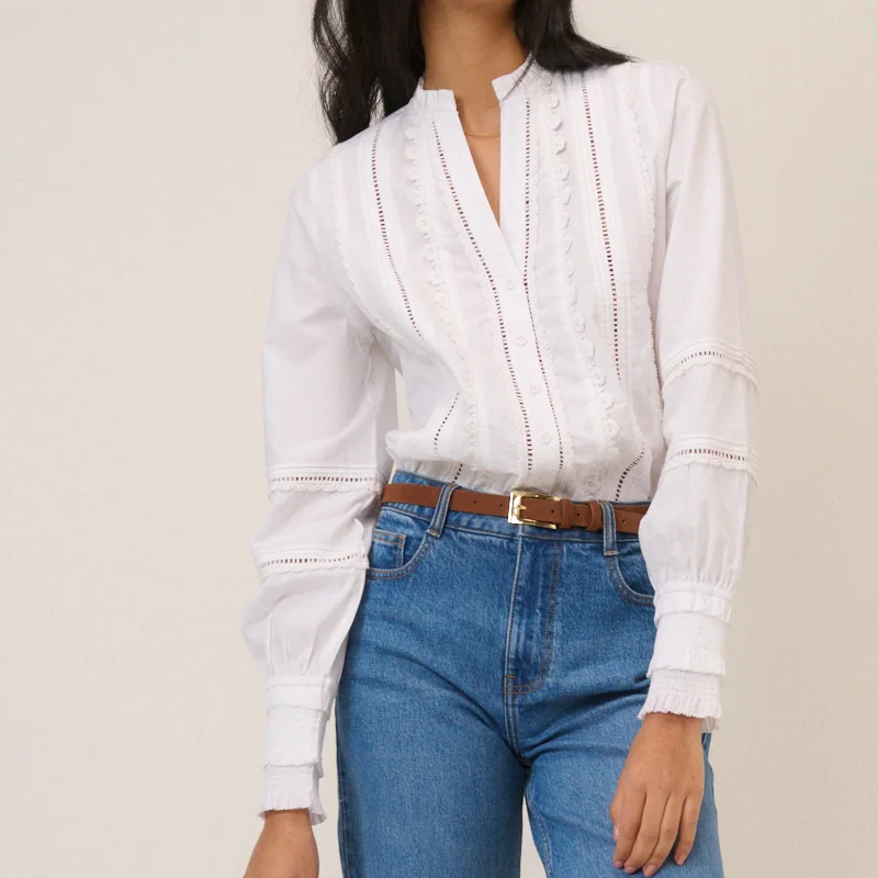 Nobody's Child, White Lace Trim Blouse