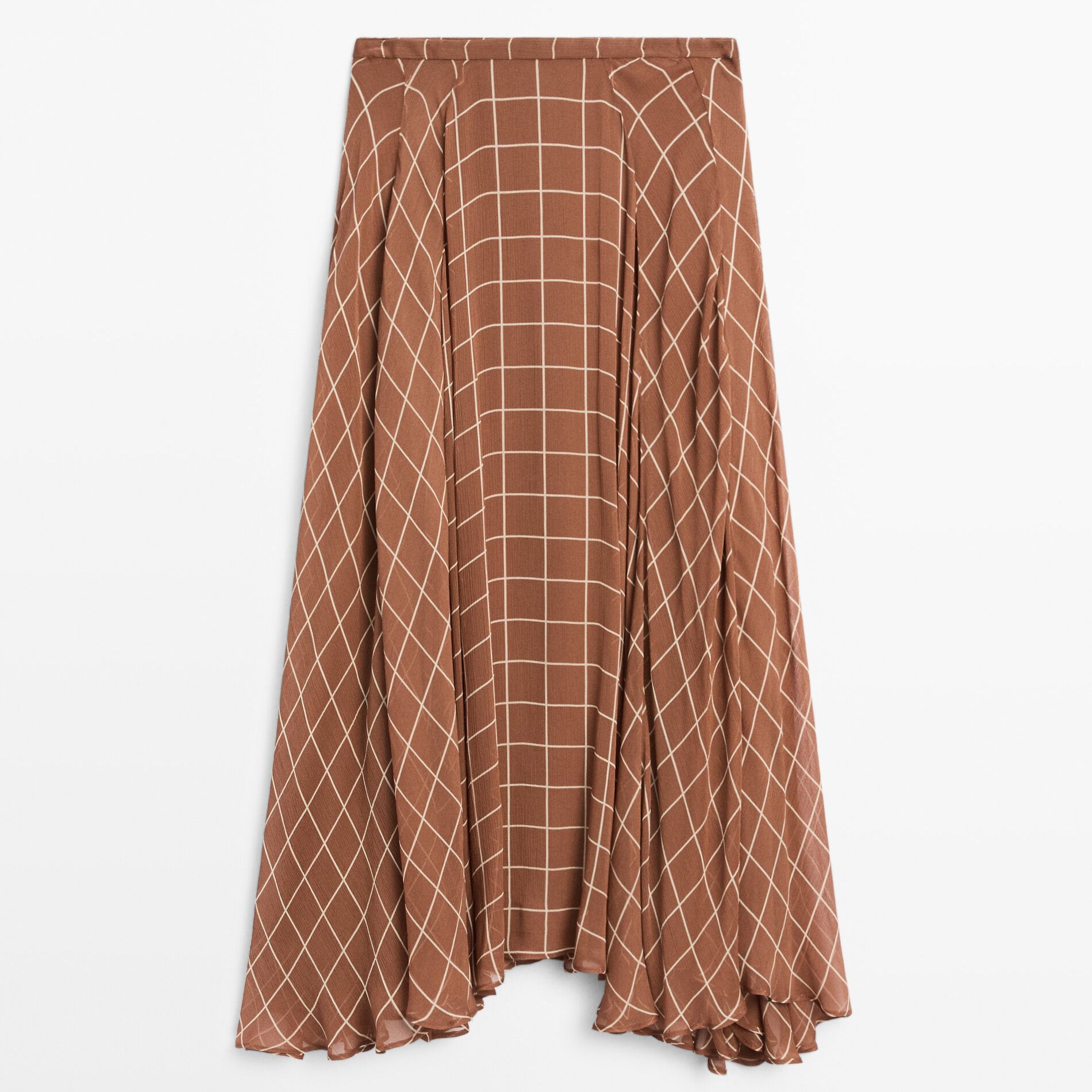 Long Flowing Skirt With Checked Detail