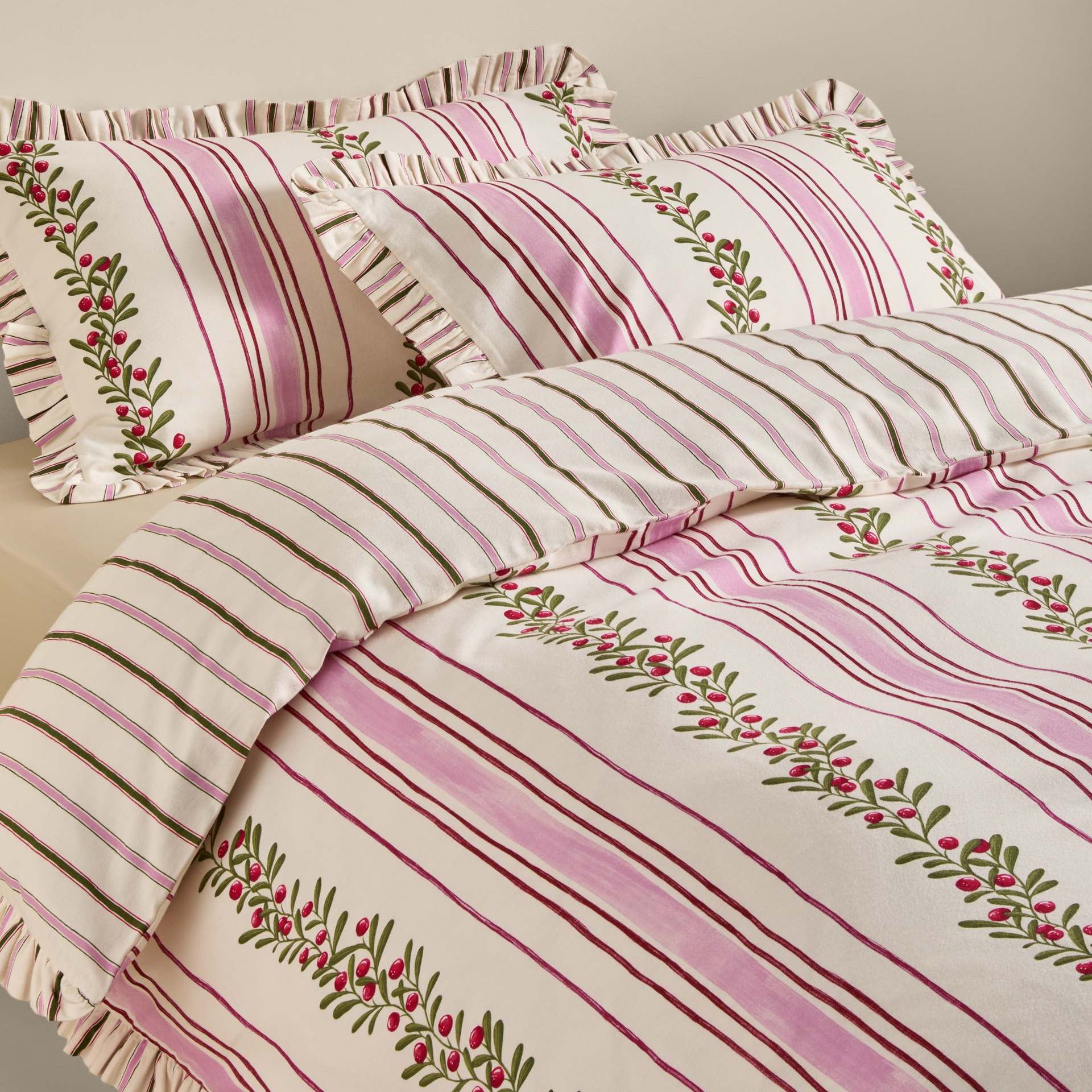 Pure Cotton Striped Foliage Bedding Set