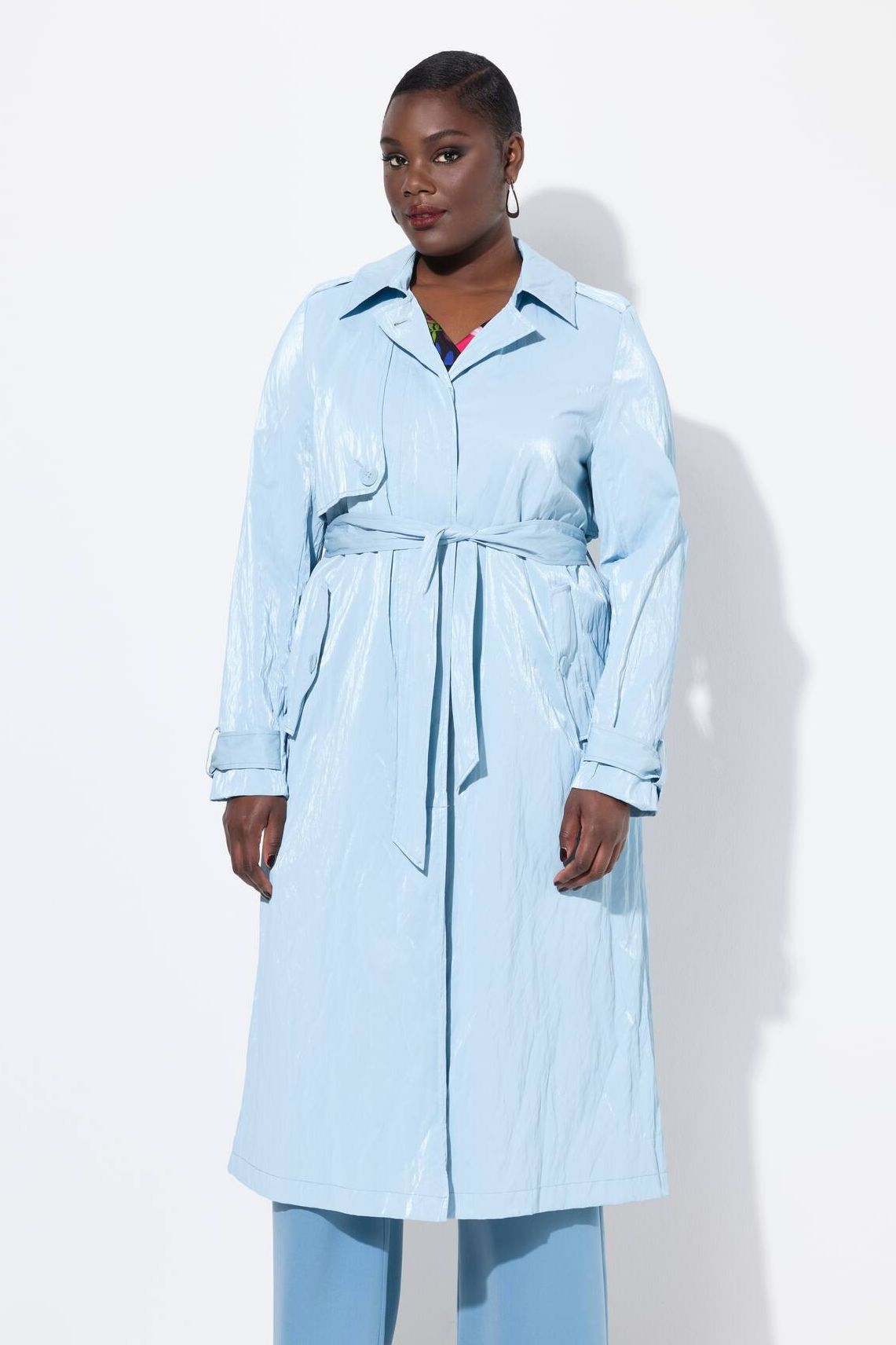 Ulla Popken, Metallic A-Line Trench Coat