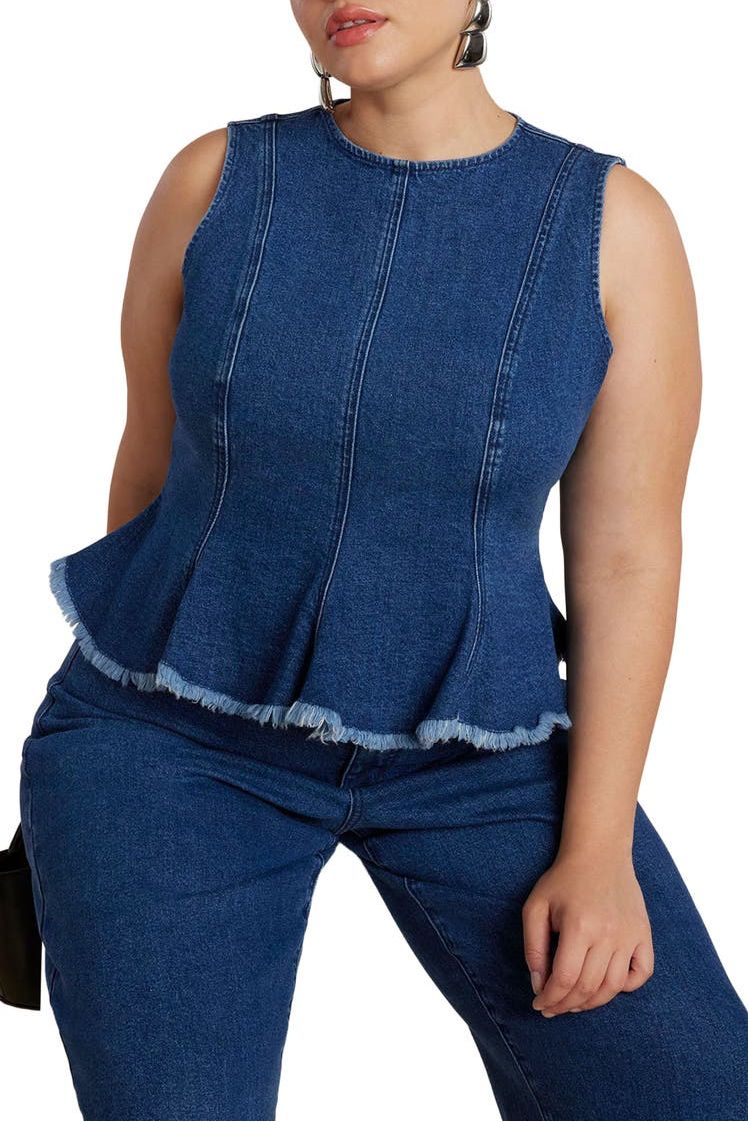 Denim Peplum Top