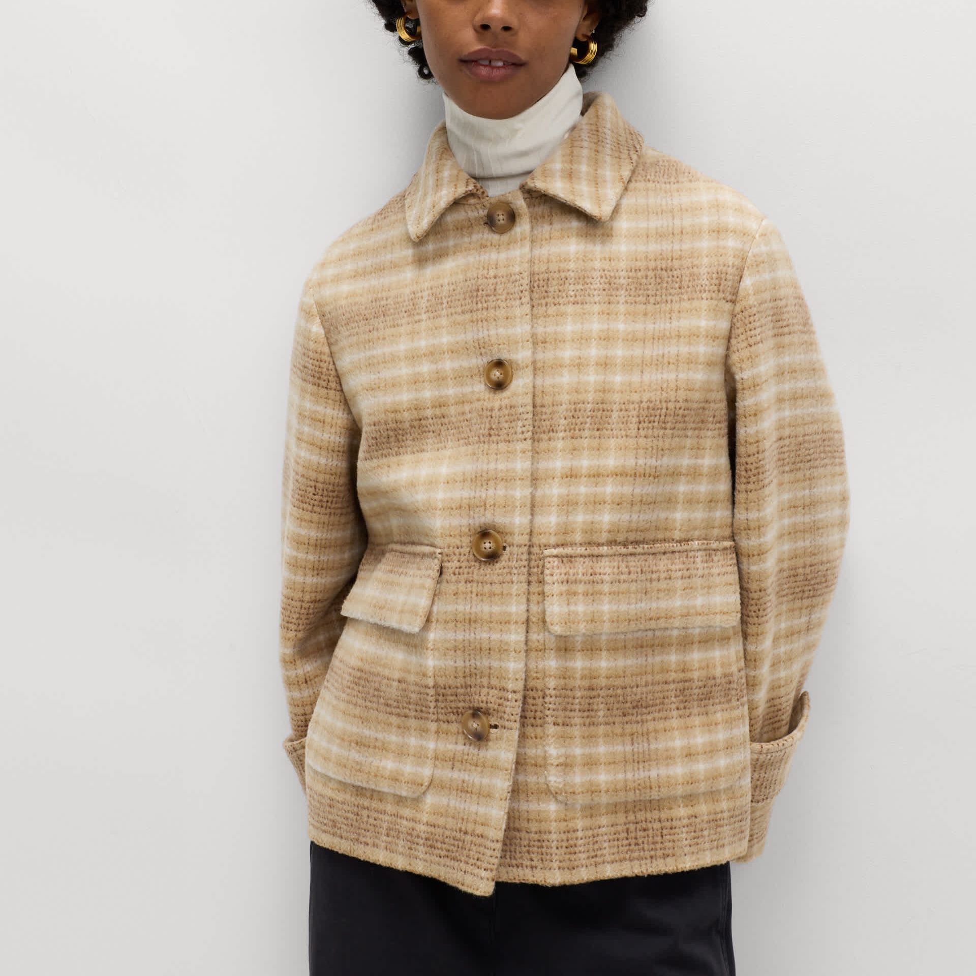 Checked Collared Short Jacket