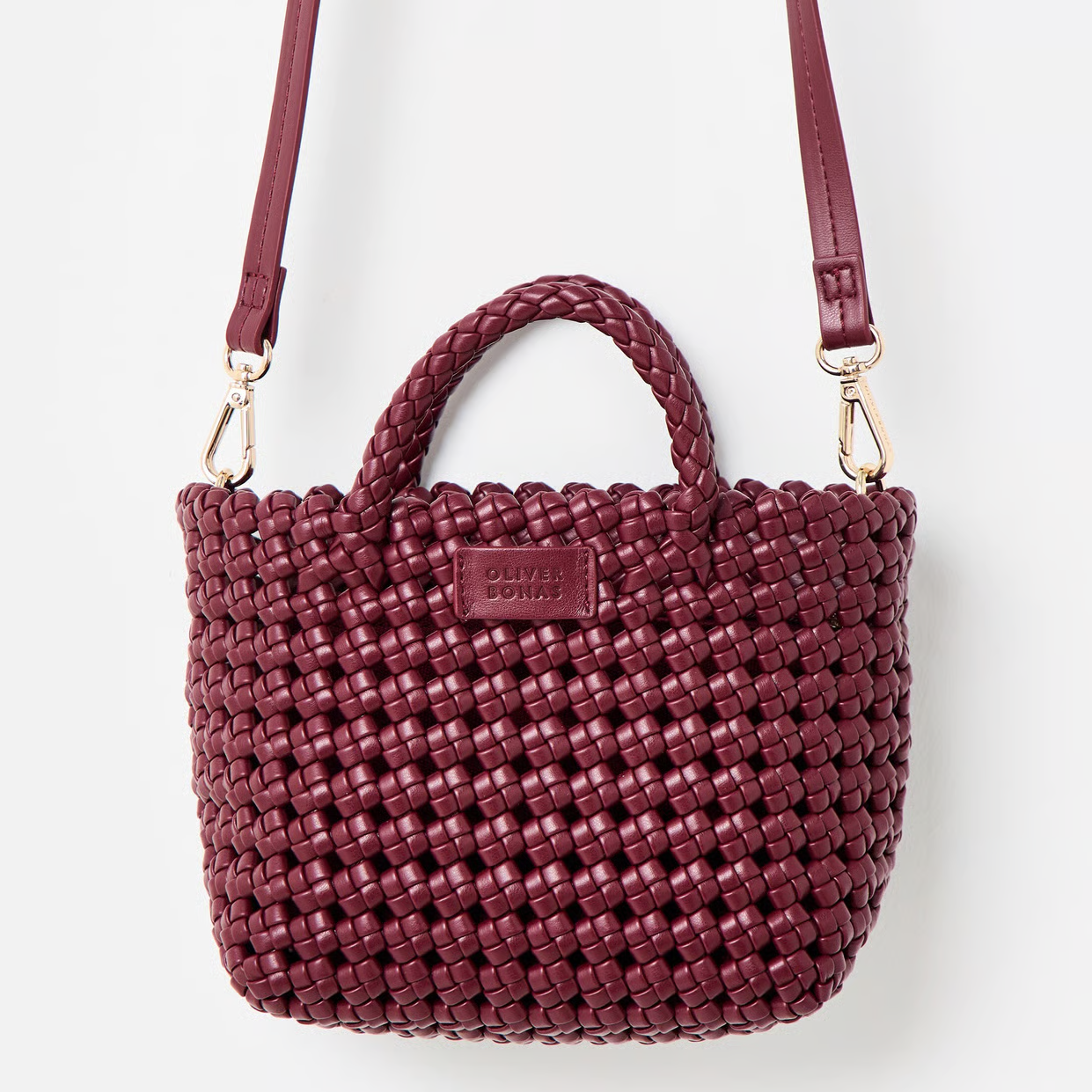 Oliver Bonas, Burgundy Braided Crossbody Bag