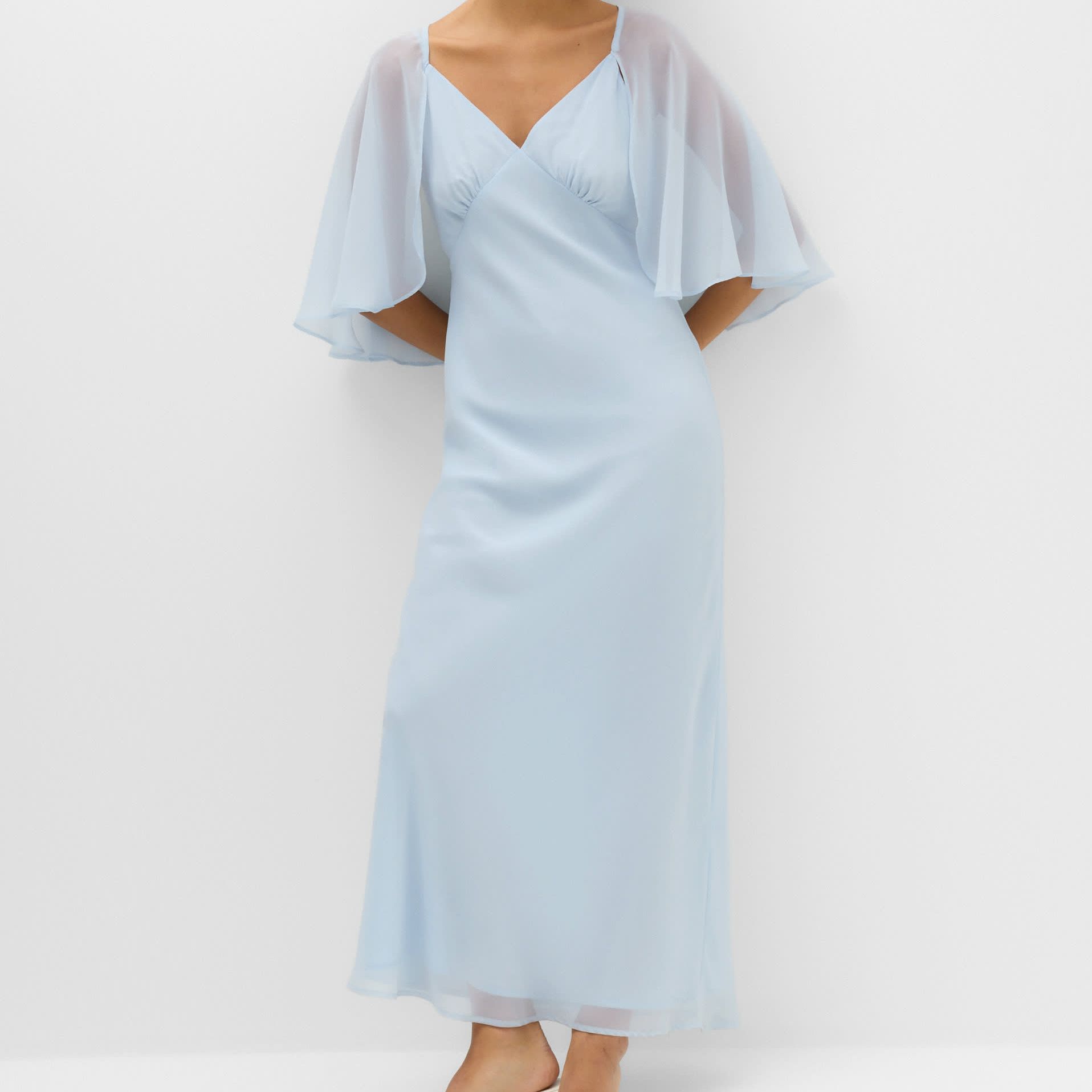 Cape V-Neck Maxi Dress