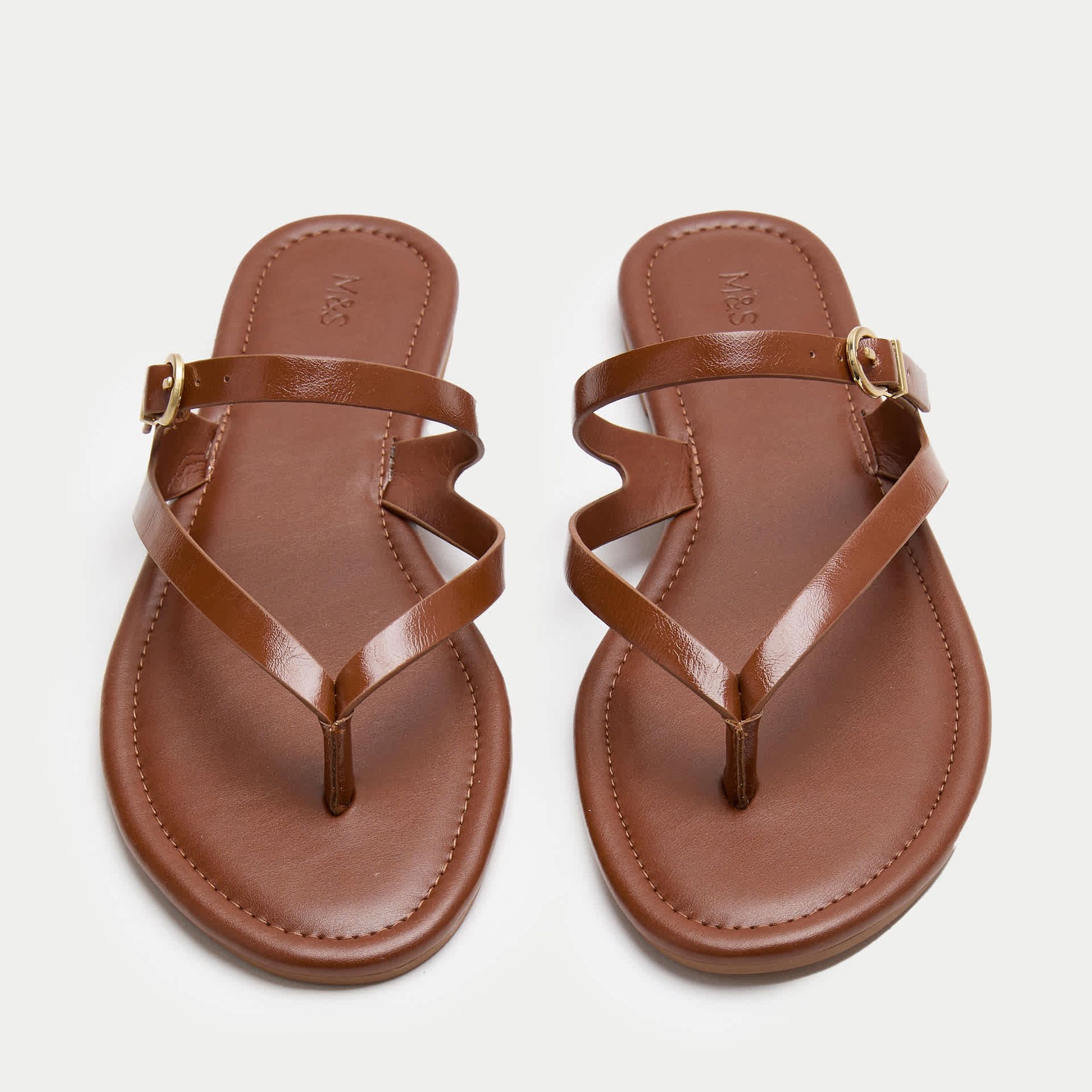 Buckle Flat Toe Loop Mule Sandals