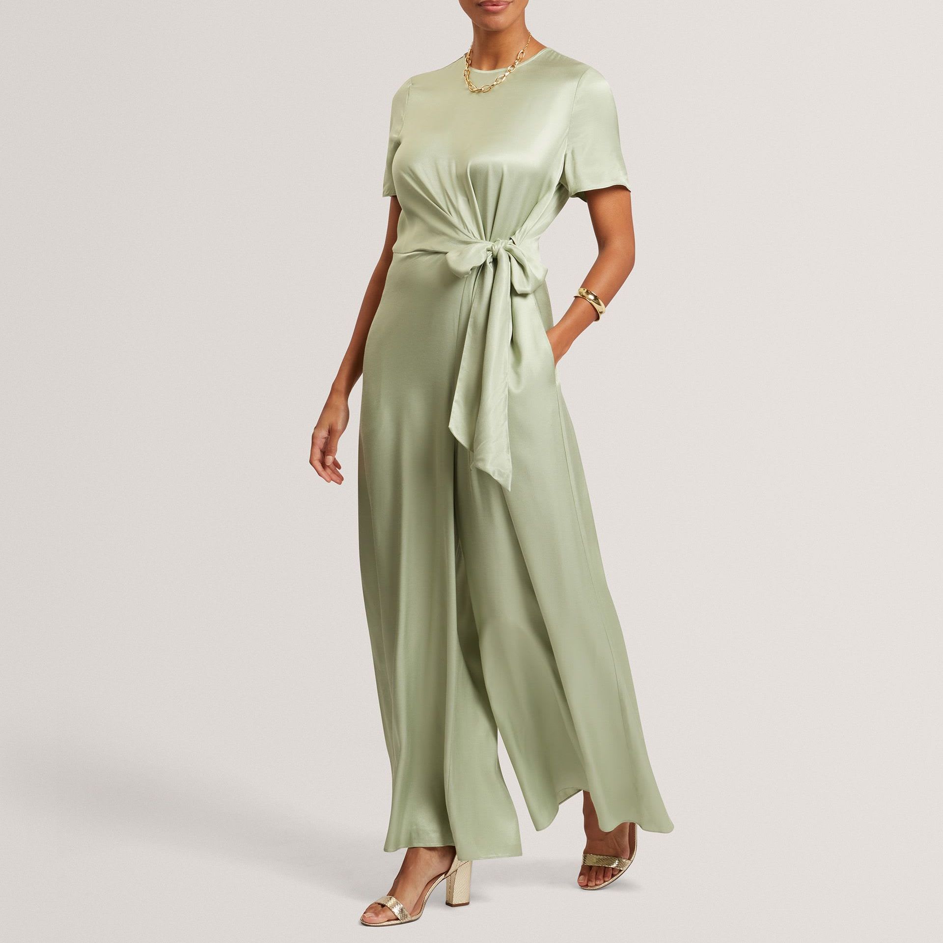 Tie Detail Wide Leg Jumpsuit