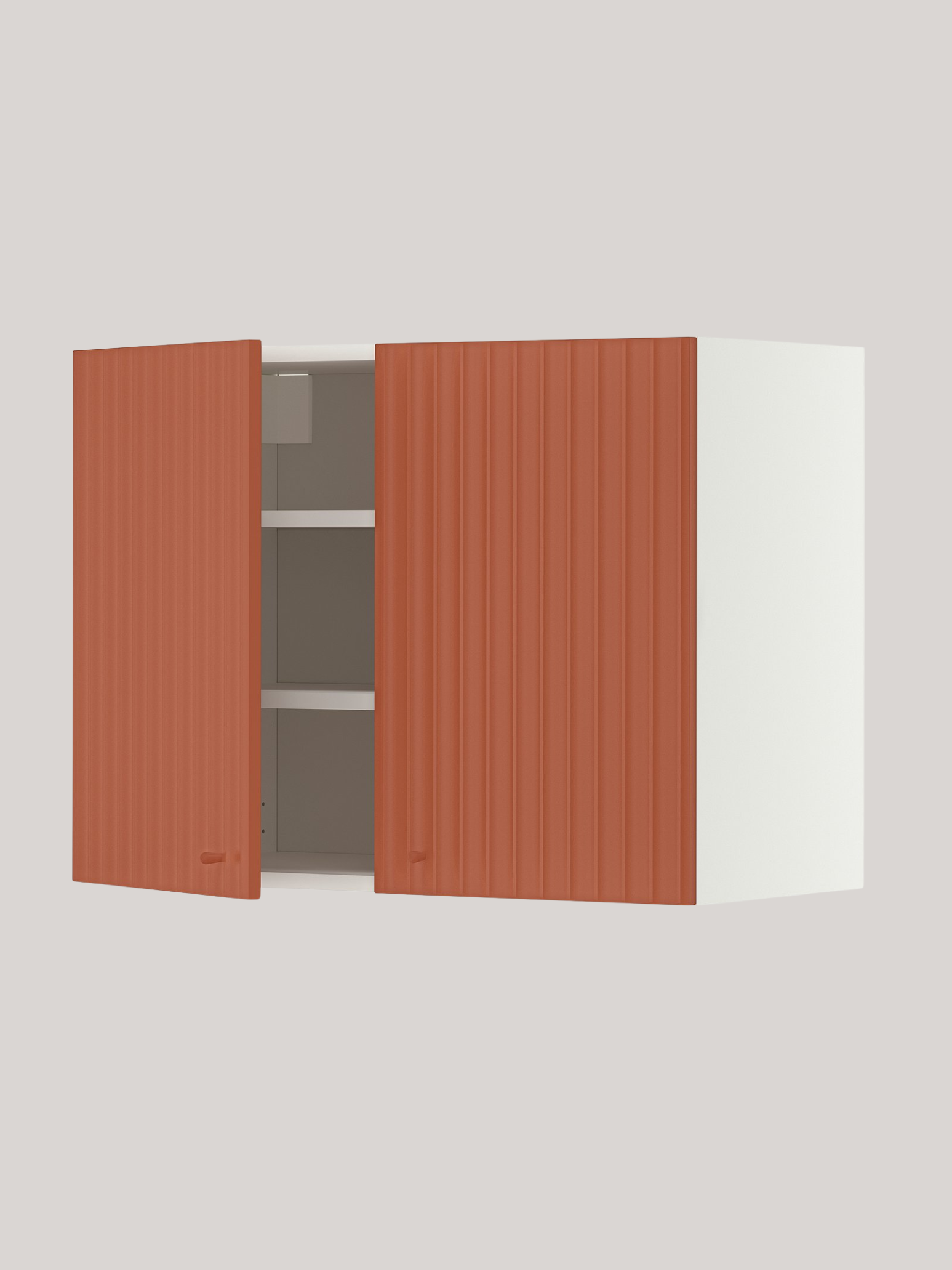 Metod Wall Cabinet With Shelves/2 Doors - White/terrsj&amp;ouml; Red-Brown Wave Pattern 80x60 Cm
