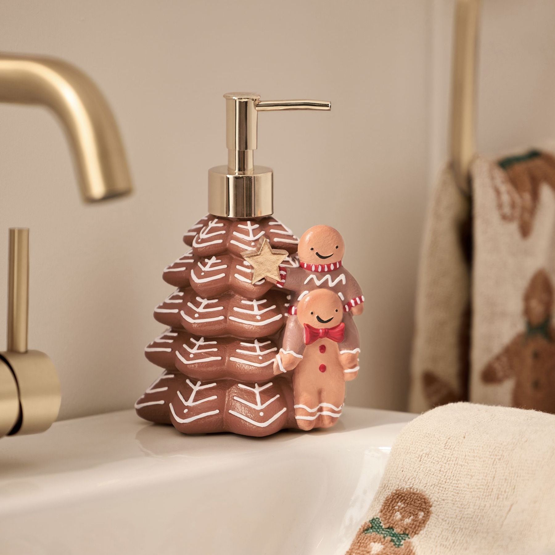 Brown Gingerbread Christmas Tree Soap Dispenser