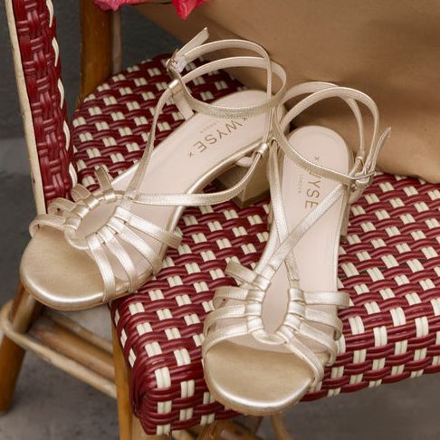 Wyse London Metallic Gold Sofia Sandals