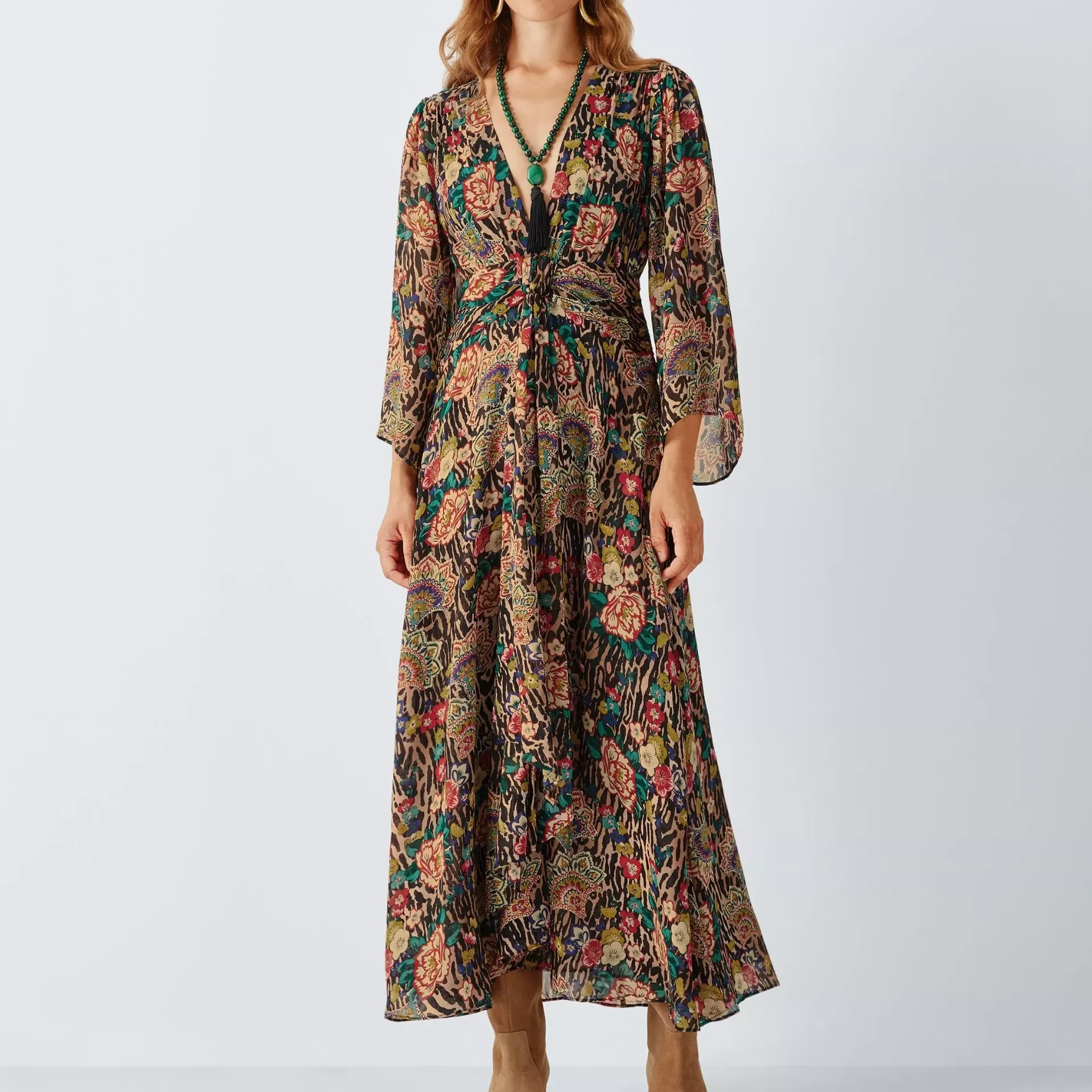 John Lewis X Rixo Ivara Floral Print Maxi Dress, Natural/multi