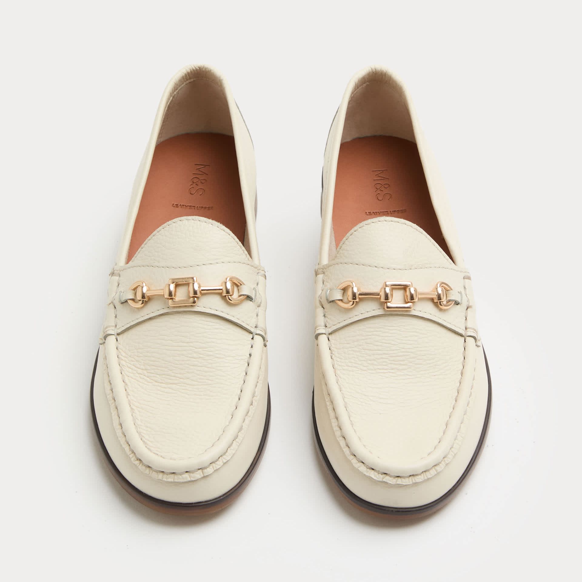 Leather Trim Block Heel Loafers