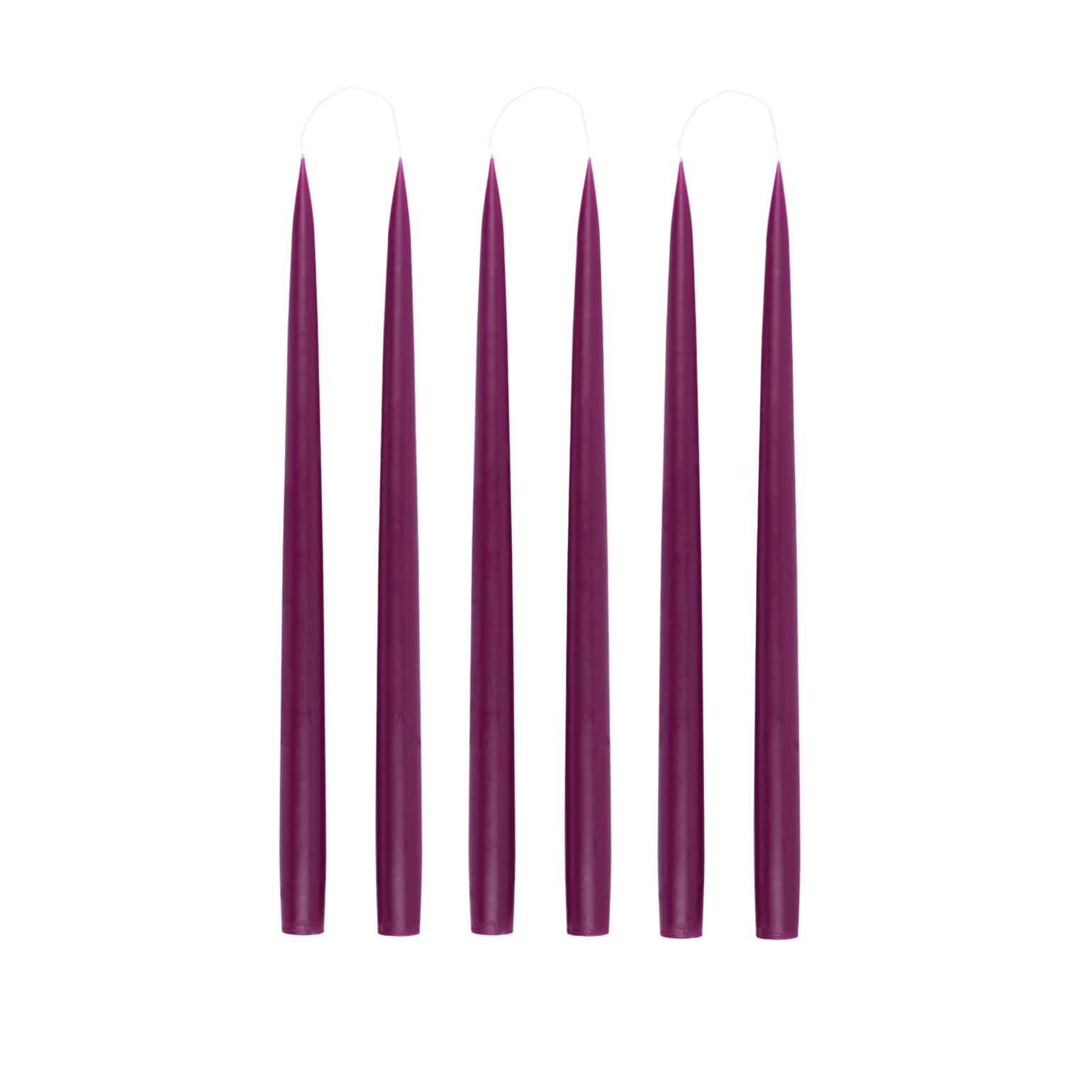 Set of 6 Danish Taper Candles, Heather