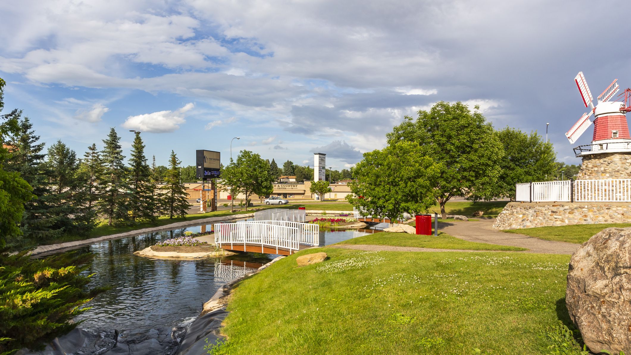 Water stream in the Scandinavian Heritage Association Park in Minot, ND