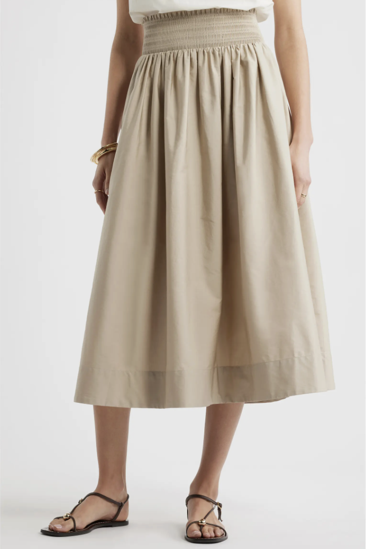 Nordstrom, Smocked Cotton Midi Skirt