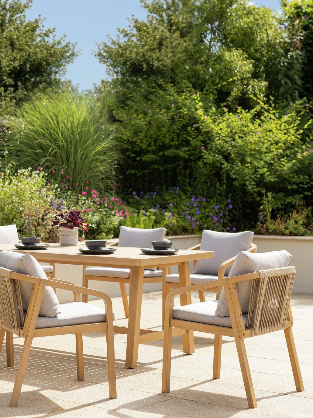 Habitat Hania 6 Seater Wooden Patio Set - Natural