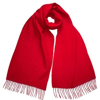 100% Lambswool Scarf, Lona Scott, Red, 165 X 30 Cm
