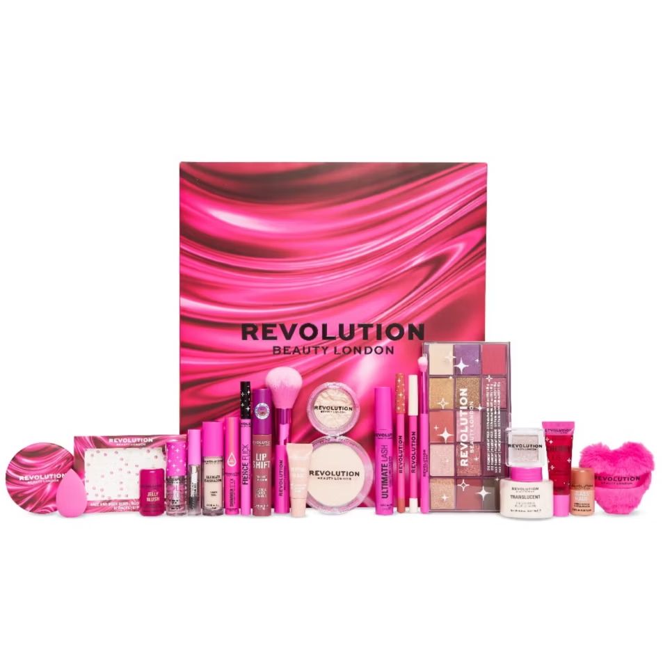 Revolution Advent Calendar with its contents in front of it