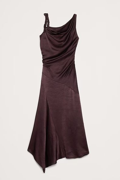 Banana Republic Hammered Satin Twist-Shoulder Dress