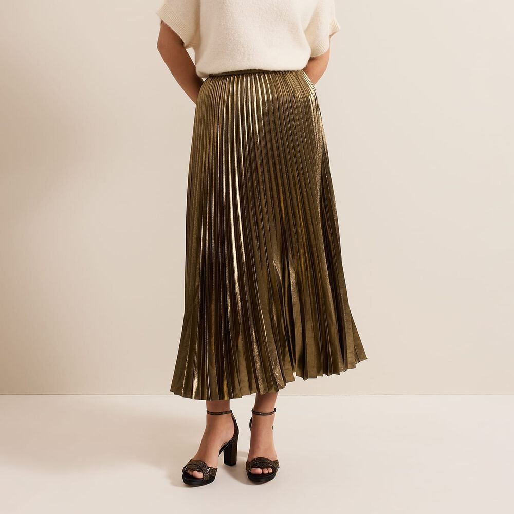 Dhalia Gold Foil Pleated Skirt