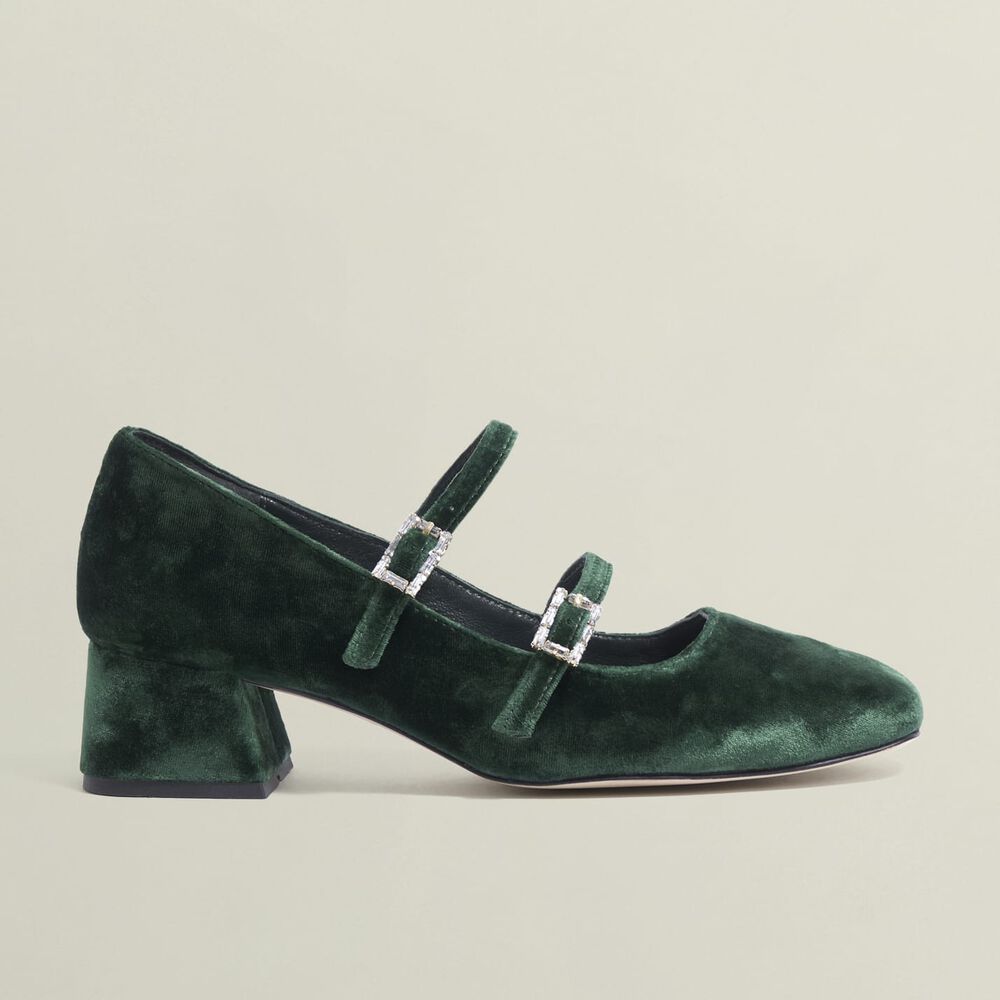 Rosaleen Velvet Heeled Mary Janes