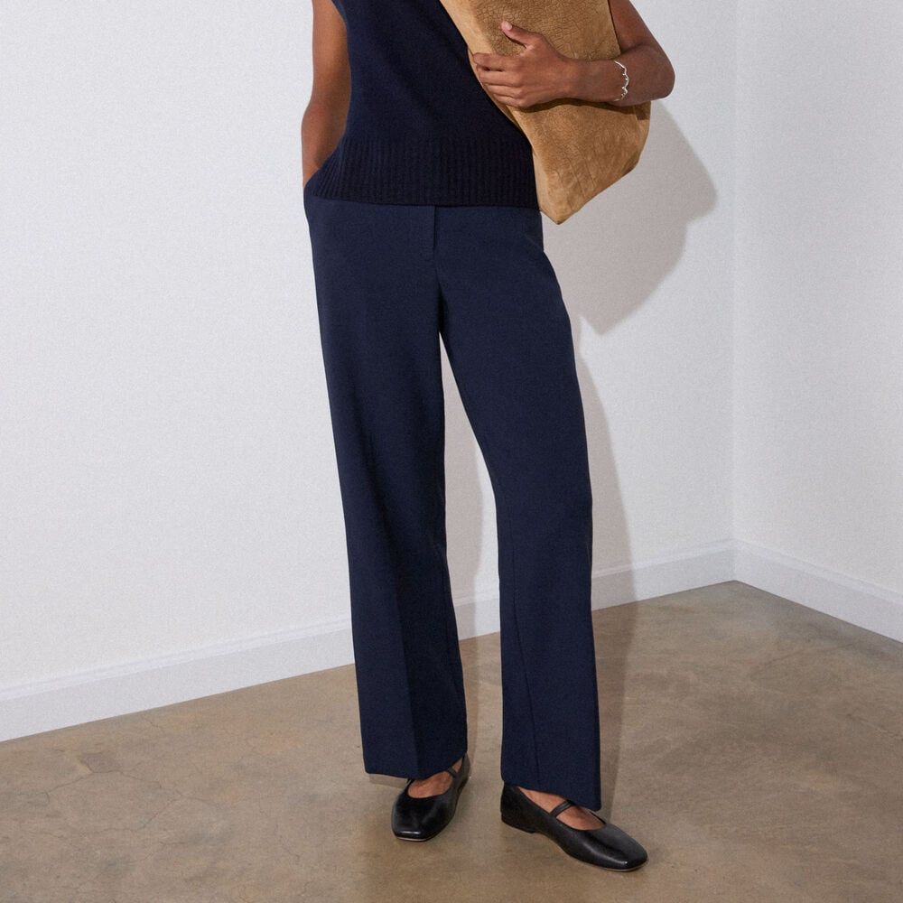 Navy High Rise Straight Trouser
