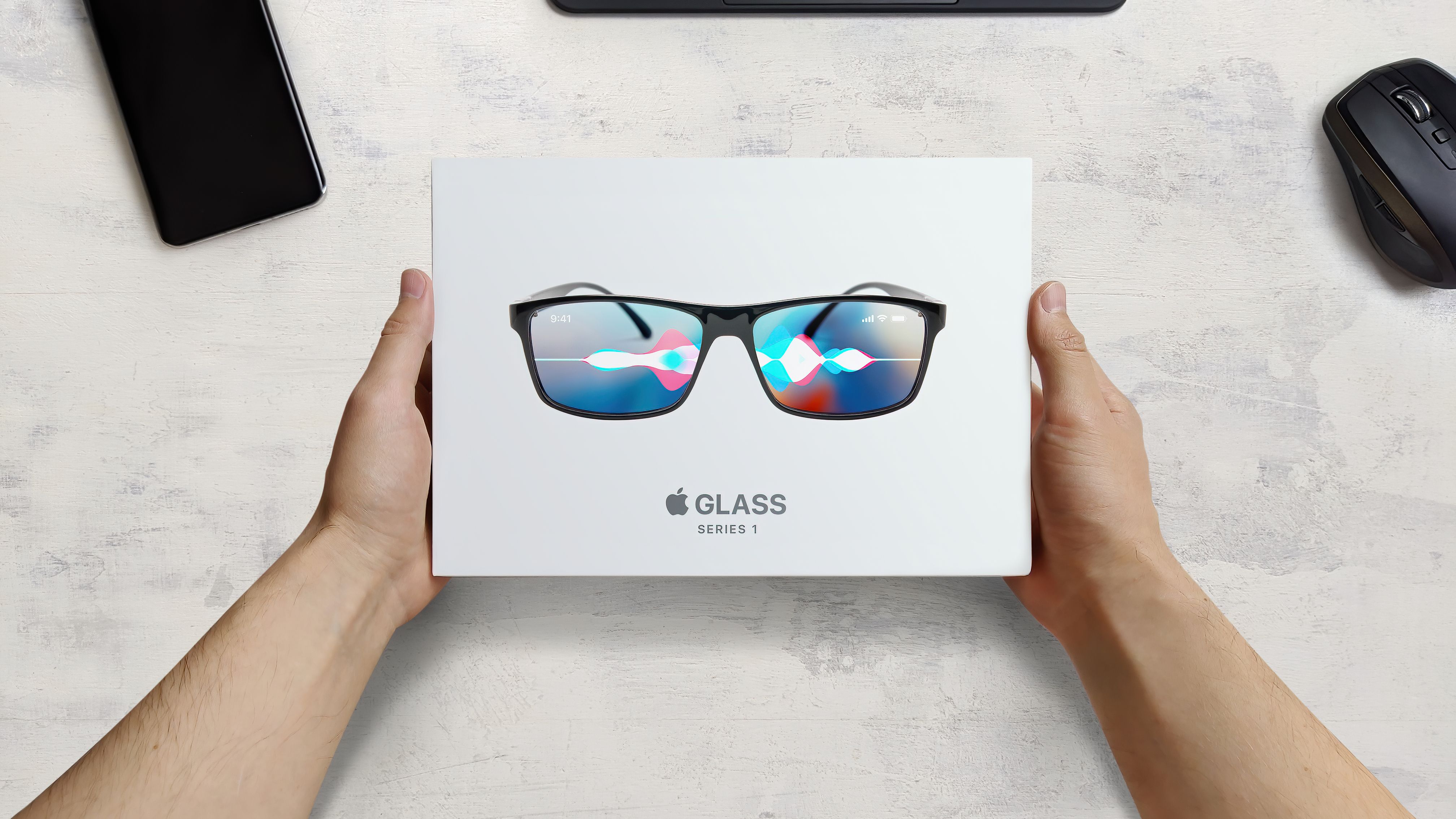 A concept of Apple Glass in a box