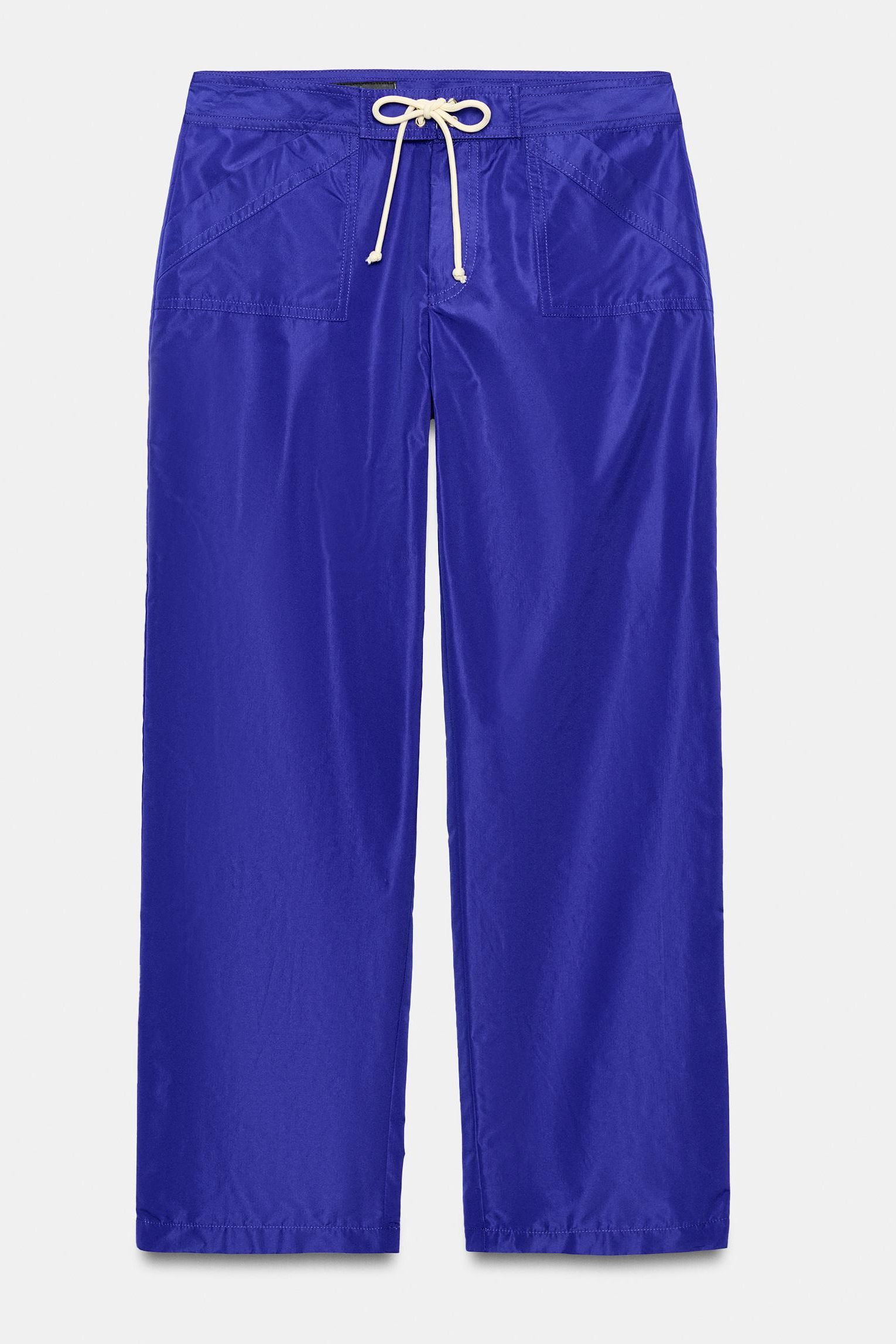 Cropped Nylon Trousers With Drawstrings