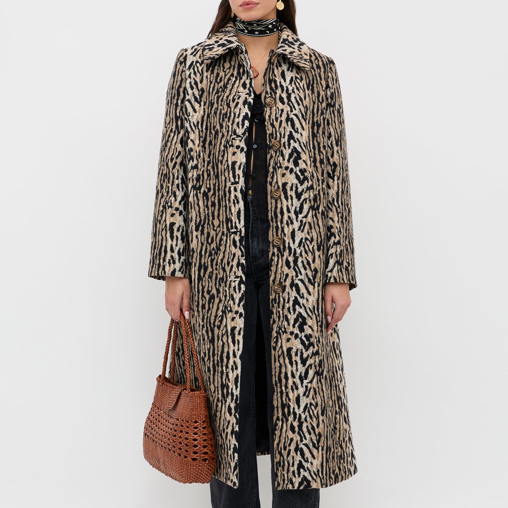 Milly Leopard Coat in Brown Bohemia Leopard