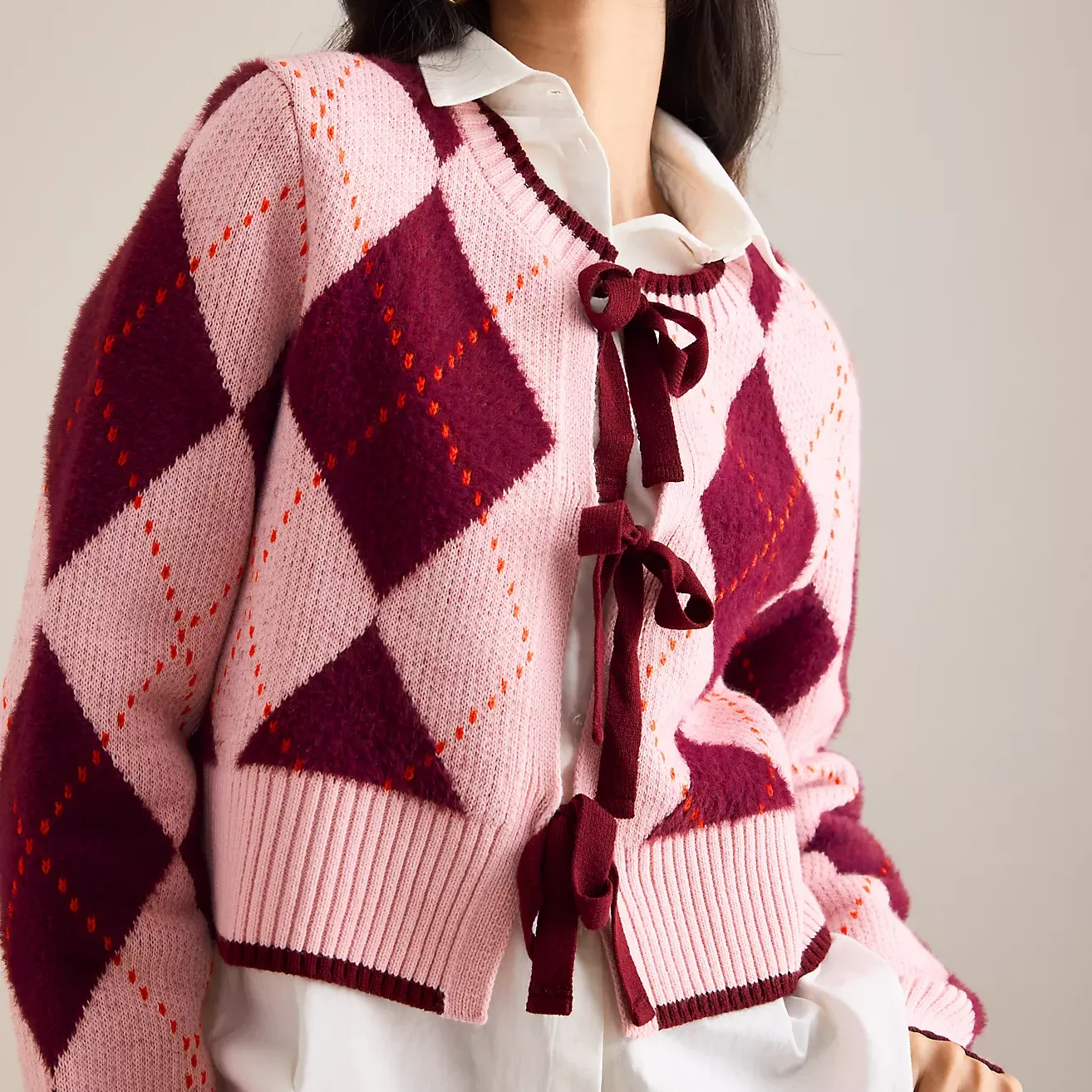 Maeve Argyle Tie-Front Cardigan