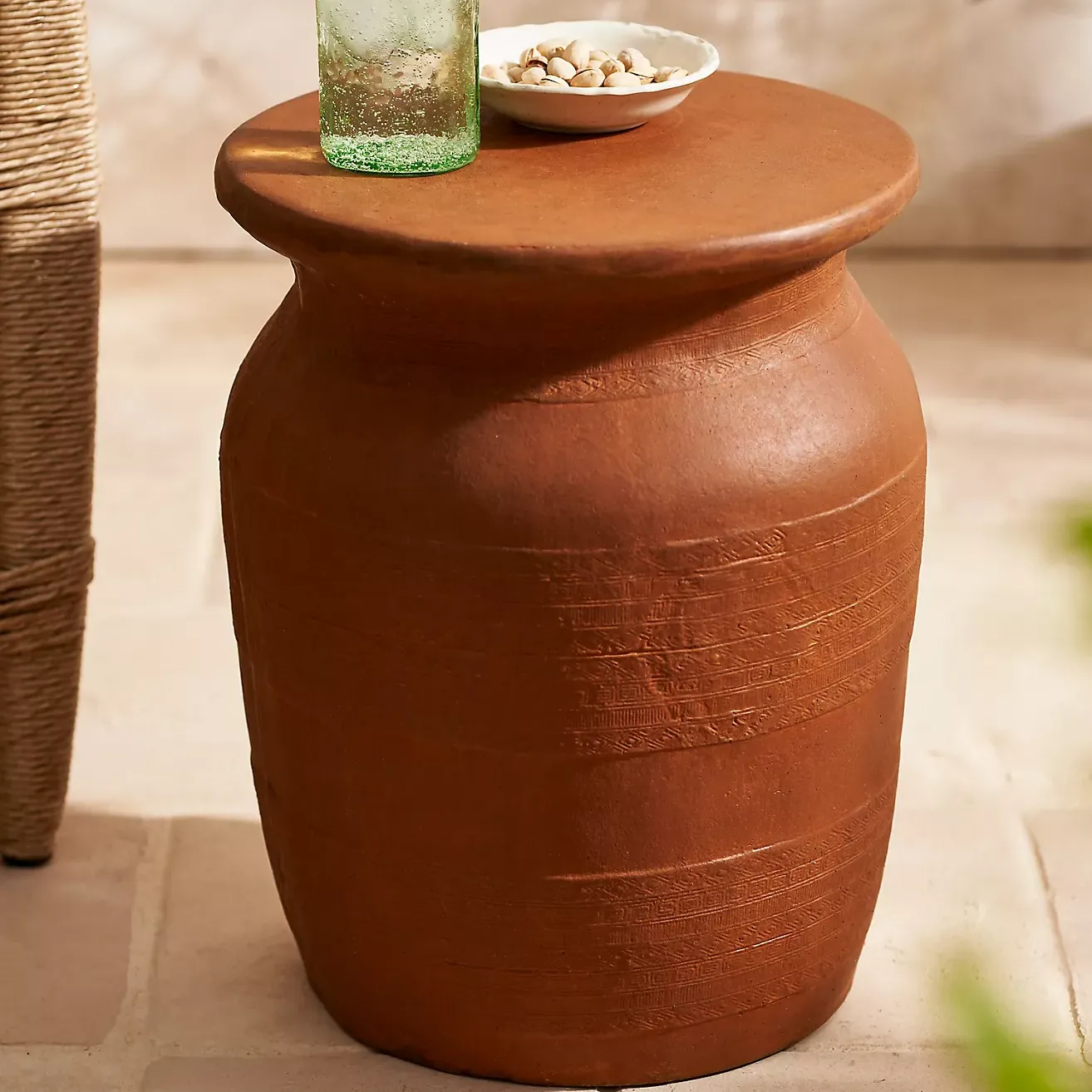 Cast Stone Side Table, Terracotta