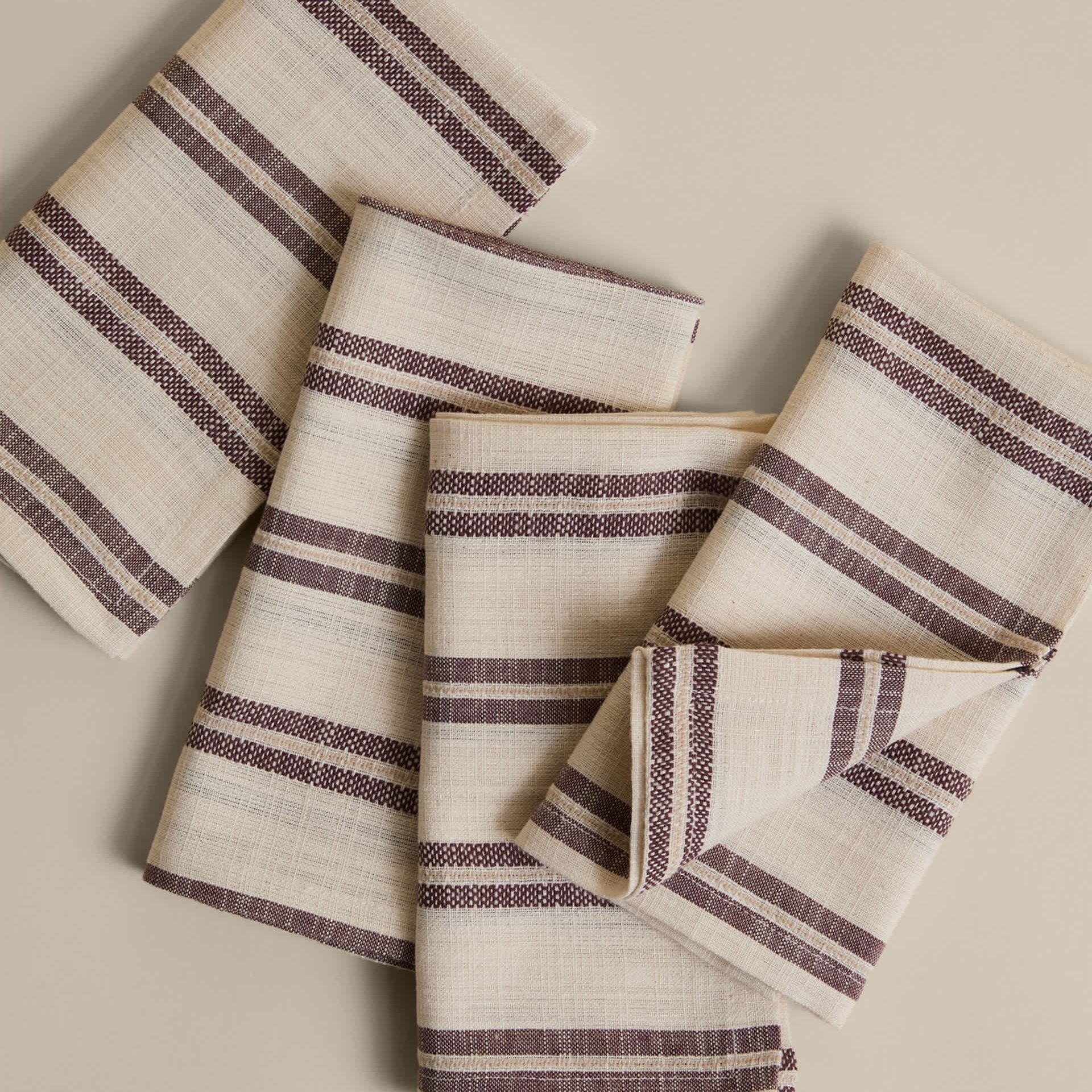 Set of 4 Cotton Rich Striped Napkins