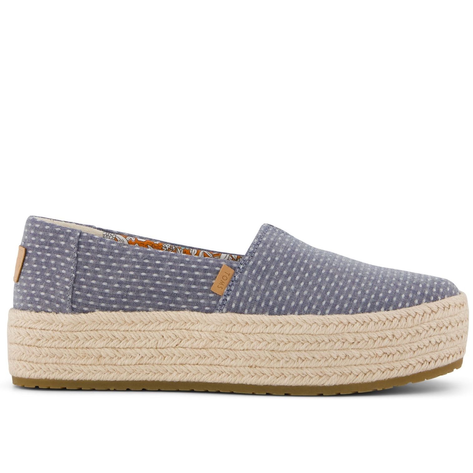 Valencia Platform Espadrille - Light Blue Chambray Dot