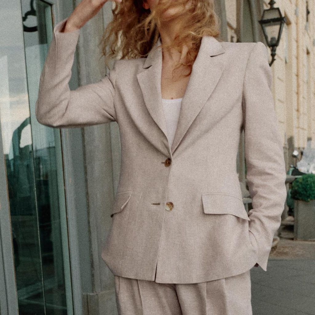Linen Darted Blazer - Sand / Marl - Xs