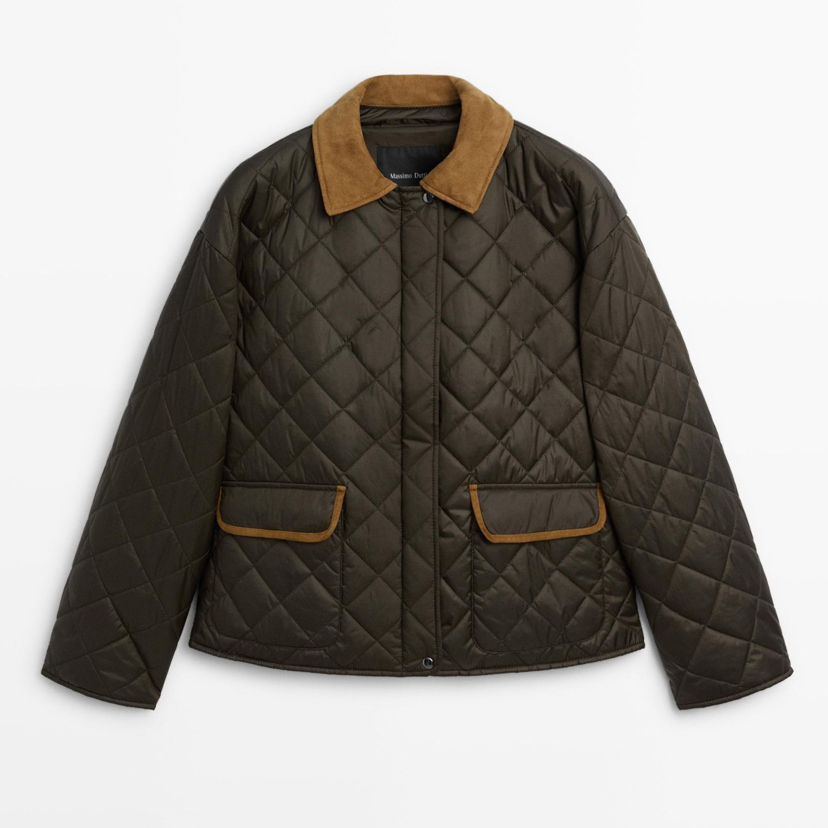 Padded Short Jacket With Leather Combination