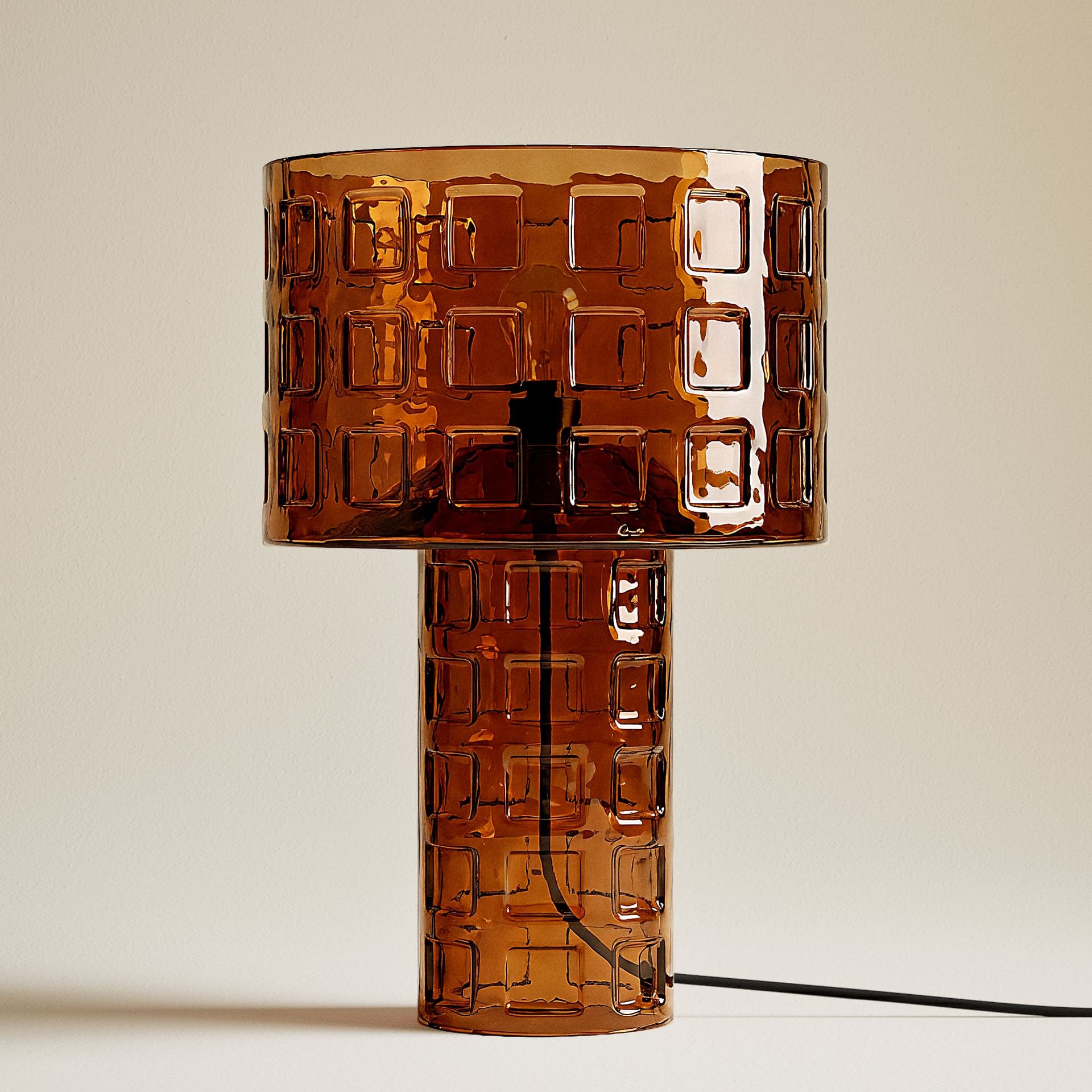 Double Layer Shade Glass Base Table Lamp