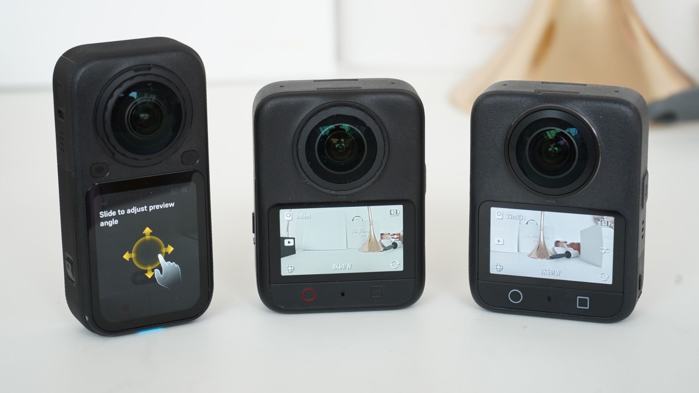 Set of different 360 degree cameras