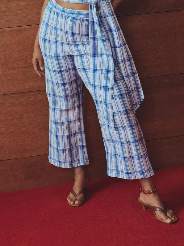 Women's Gingham Kick Flare Trousers - Rosie Assoulin X Target Blue 00