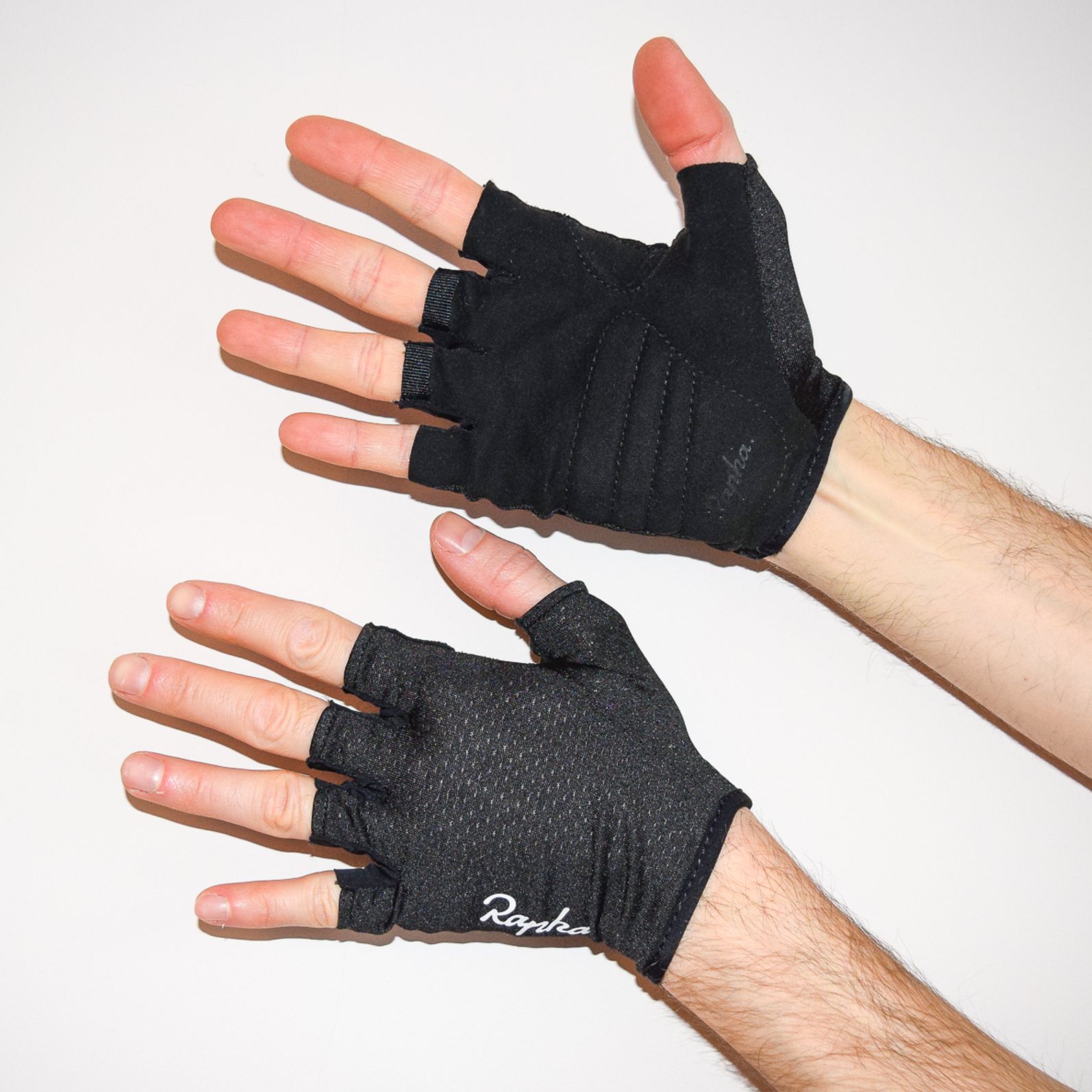Rapha Core Mitts being worn against a white background