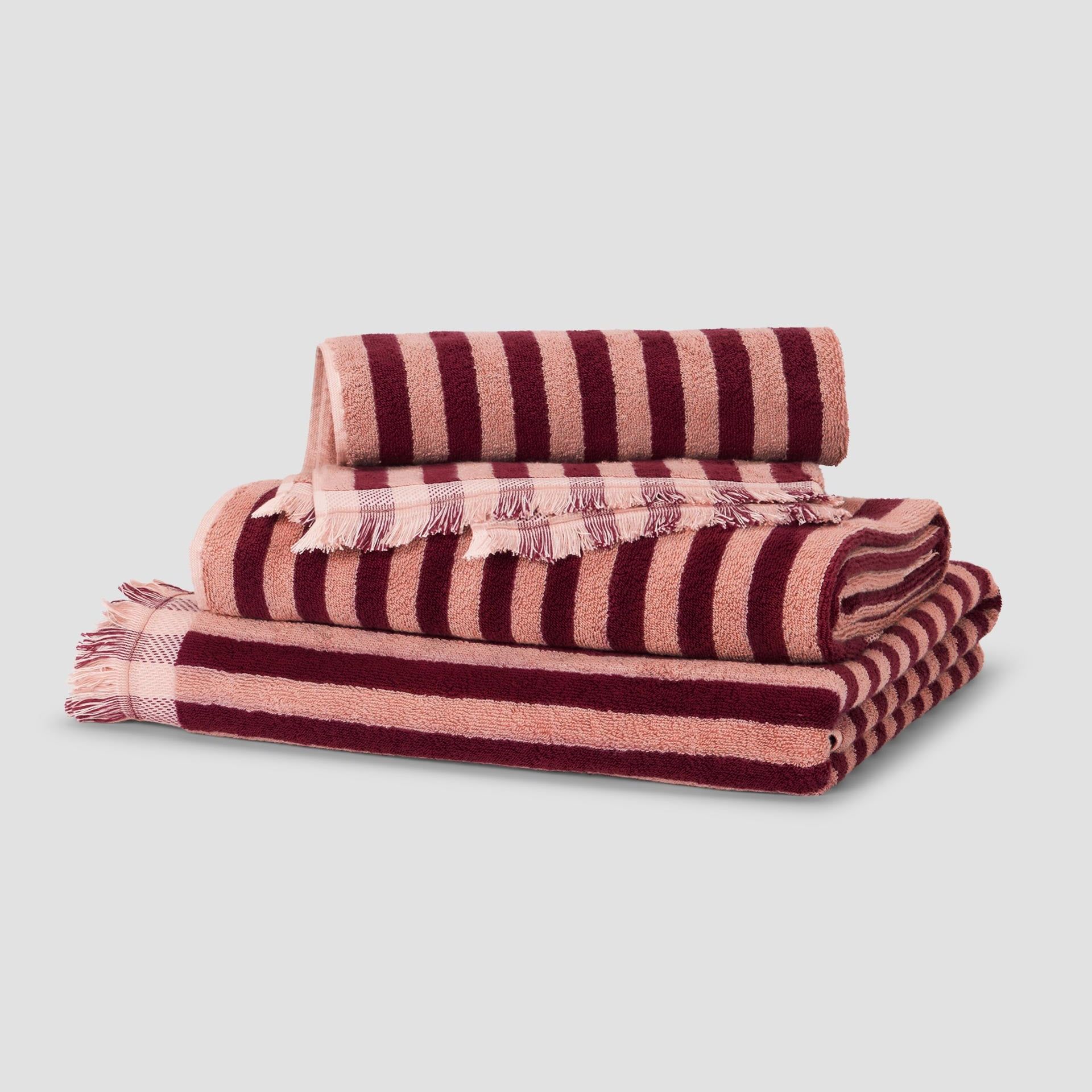 Rhubarb &amp;amp; Rose Pembroke Stripe Cotton Towels