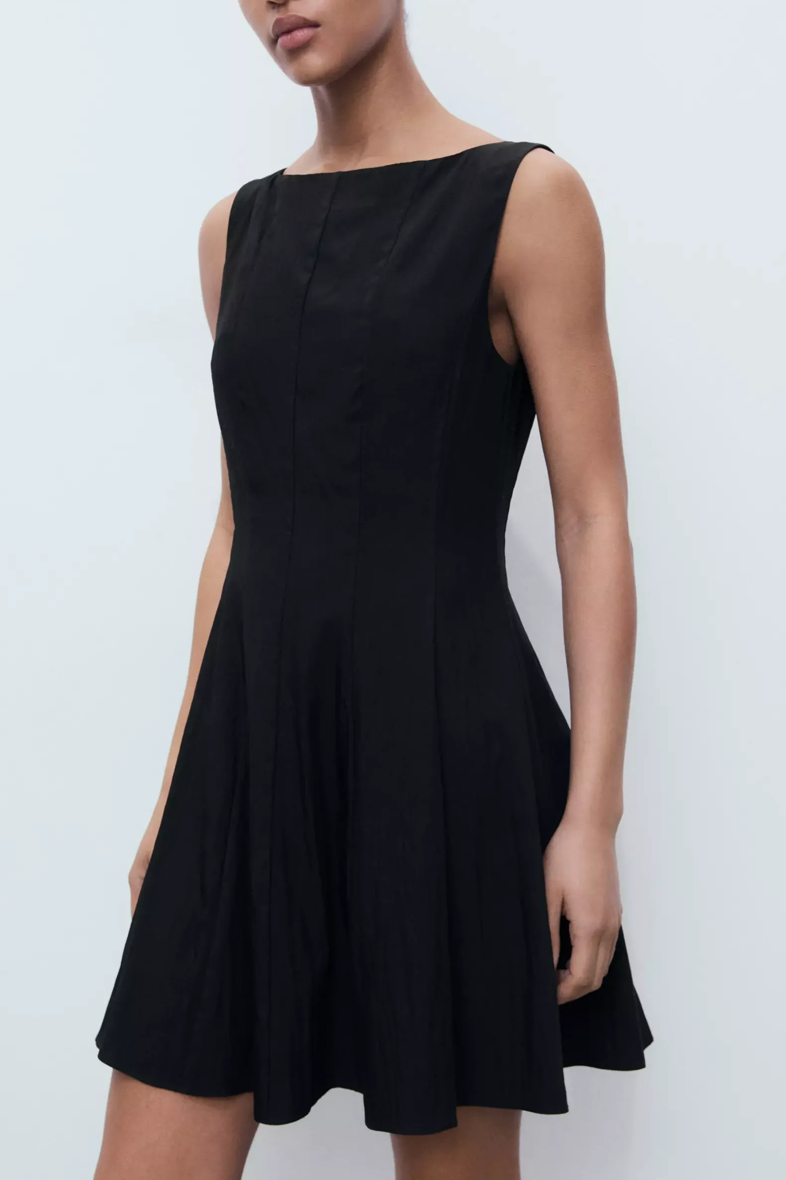 Boat-Neck Dress With Pleats - Women | Mango Usa