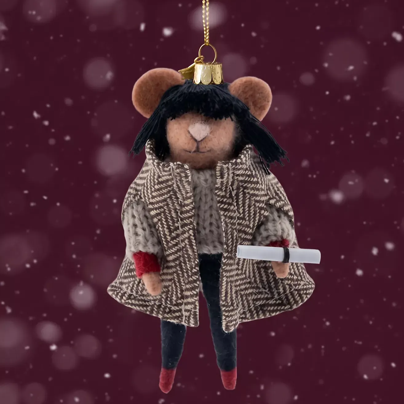 Fringed Mouse Felt Ornament