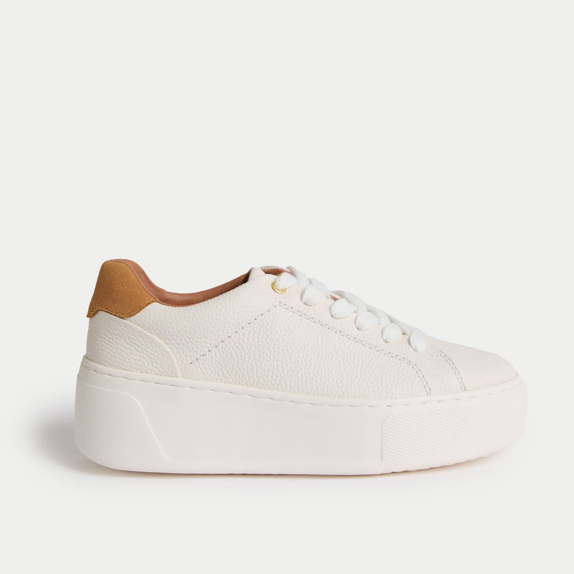 Leather Lace Up Platform Trainers With Freshfeet&amp;trade;