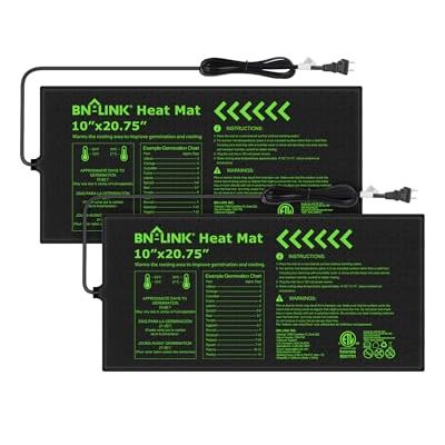 Bn-Link Durable Seedling Heat Mat for Seed Starting 10" X 20.75", 2 Pack Waterproof Warming Mat Plant Heating Pad for Seed Germination, Indoor Growing, Hydroponic, Greenhouse, Etl Listed